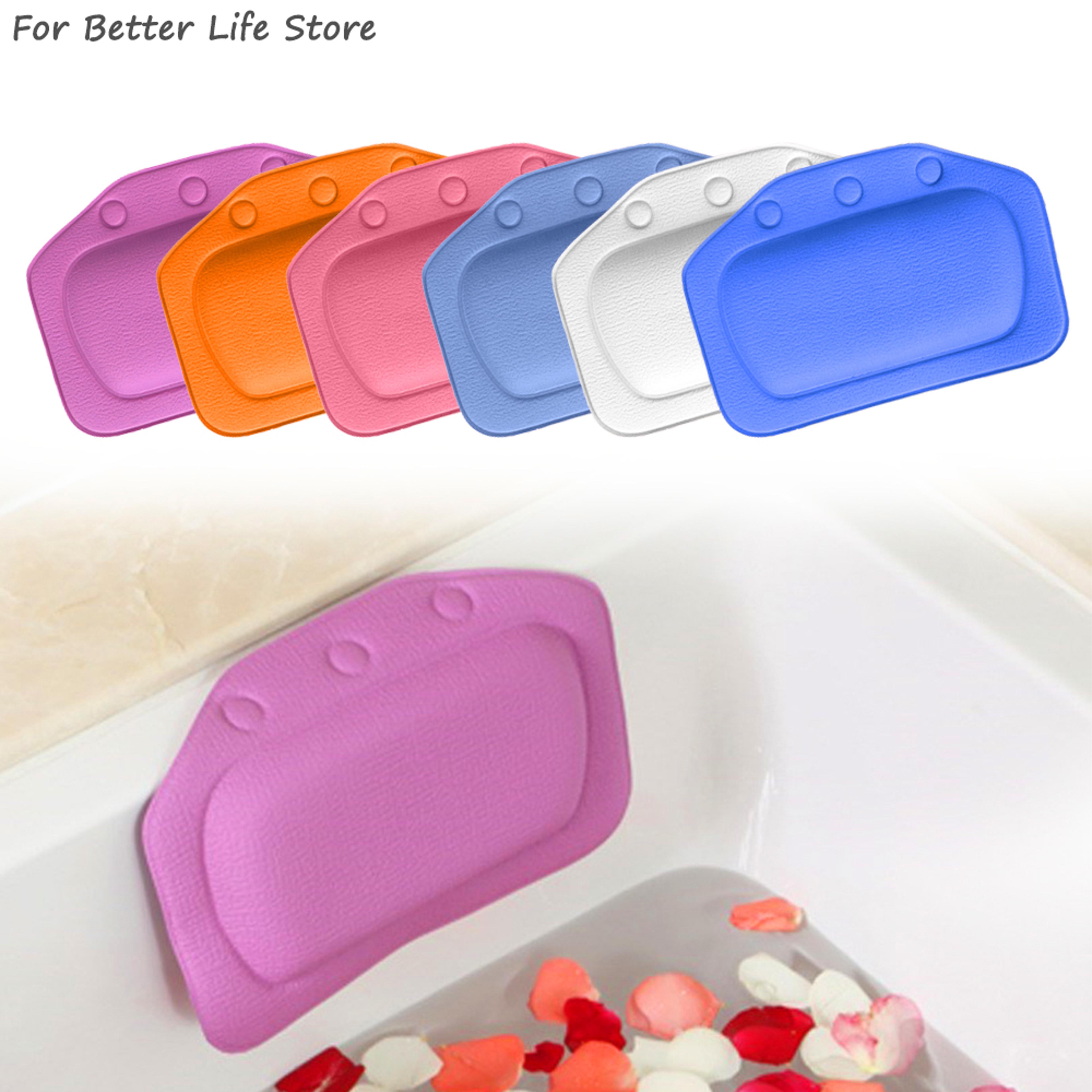 luxury spa soft bath pillow for comfortable neck and back, eco-friendly bathtub cushion bathroom headrest with suction