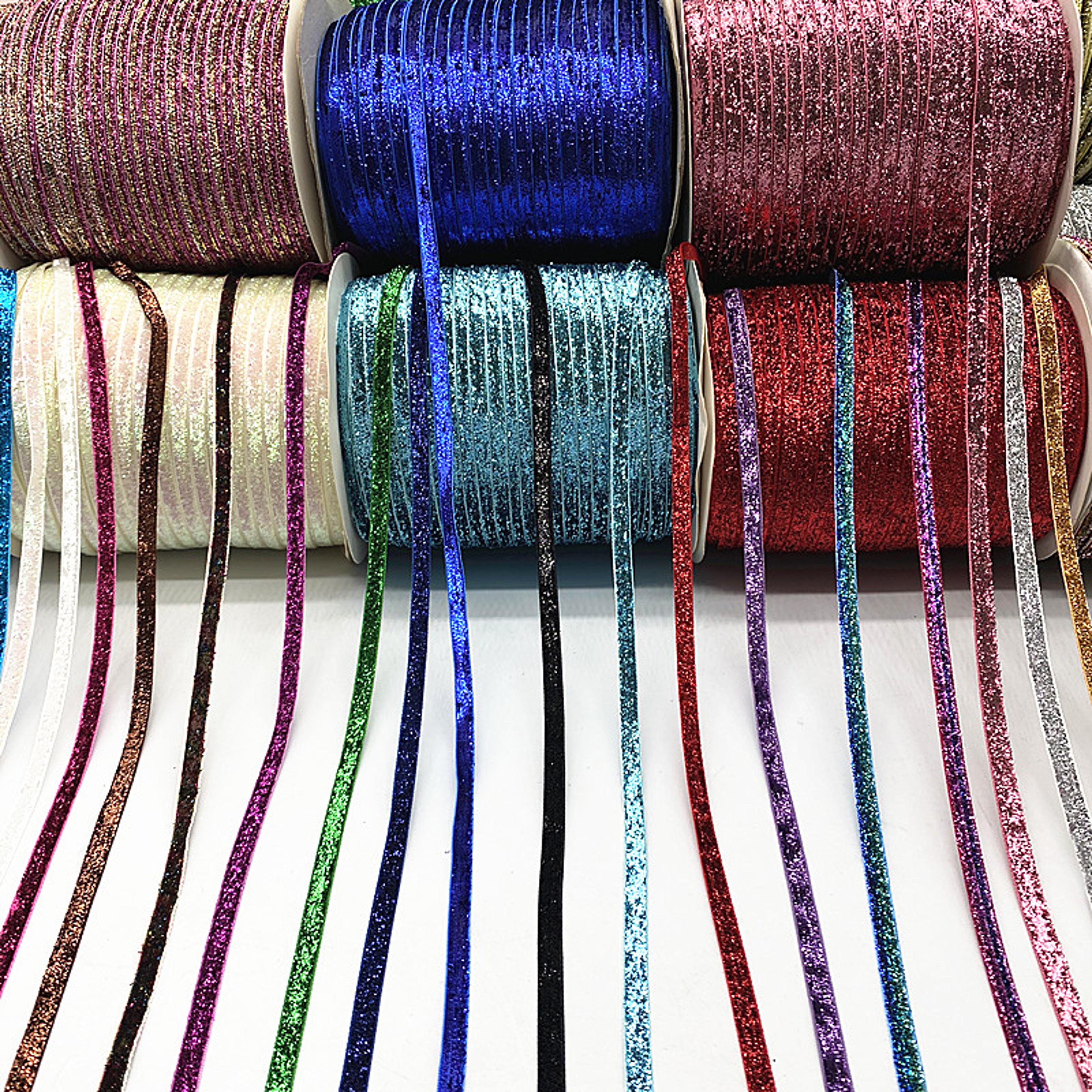 velvet ribbon glitter, single face ribbon bow, no elastic headband clips decoration