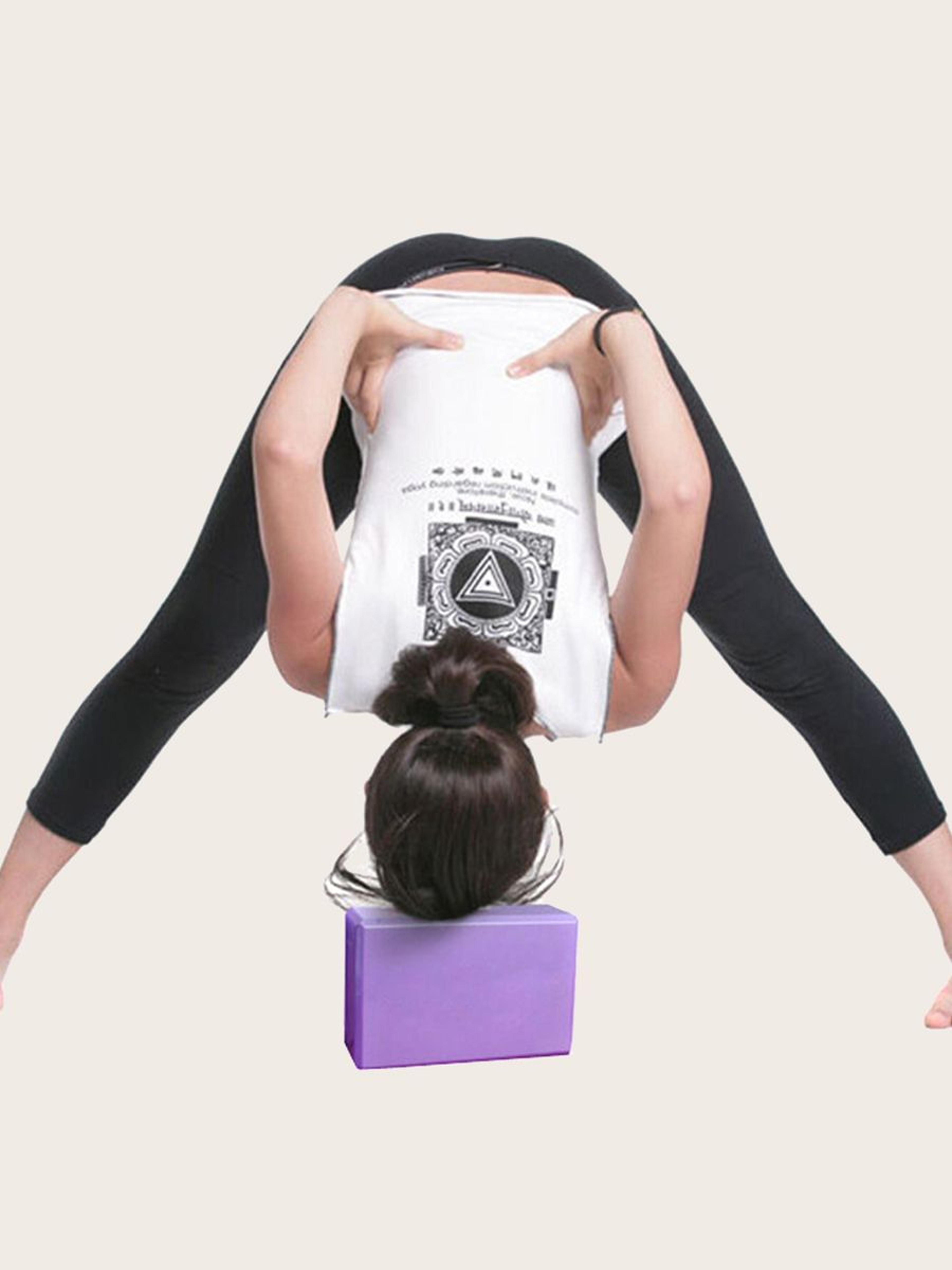 purple high density yoga blocks firm eva foam bricks gymnastics block for muscle pain relief, stretching, home workout