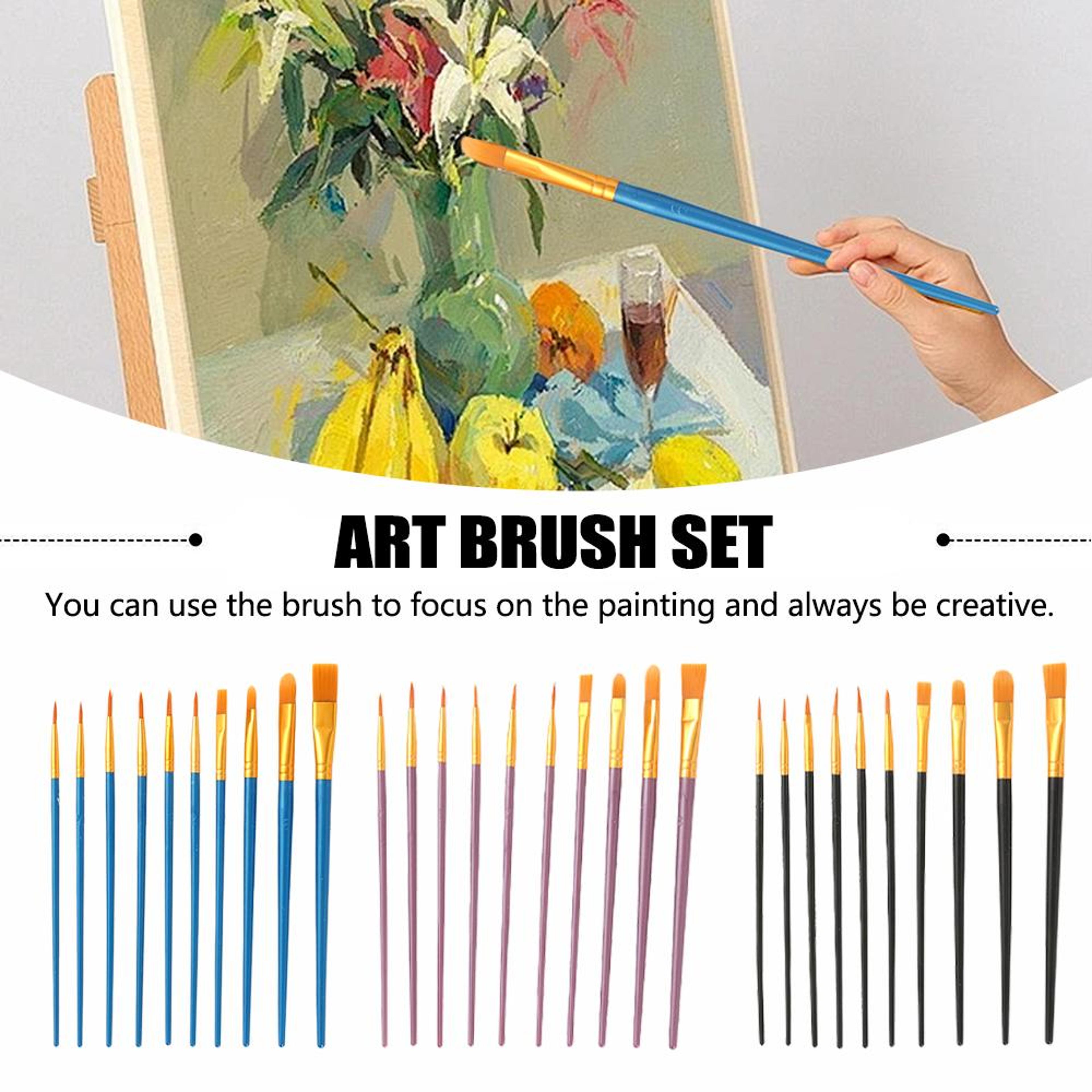 artist paint brush set, multi functional nylon hair brushes for water color, gouache, oil, and acrylic painting