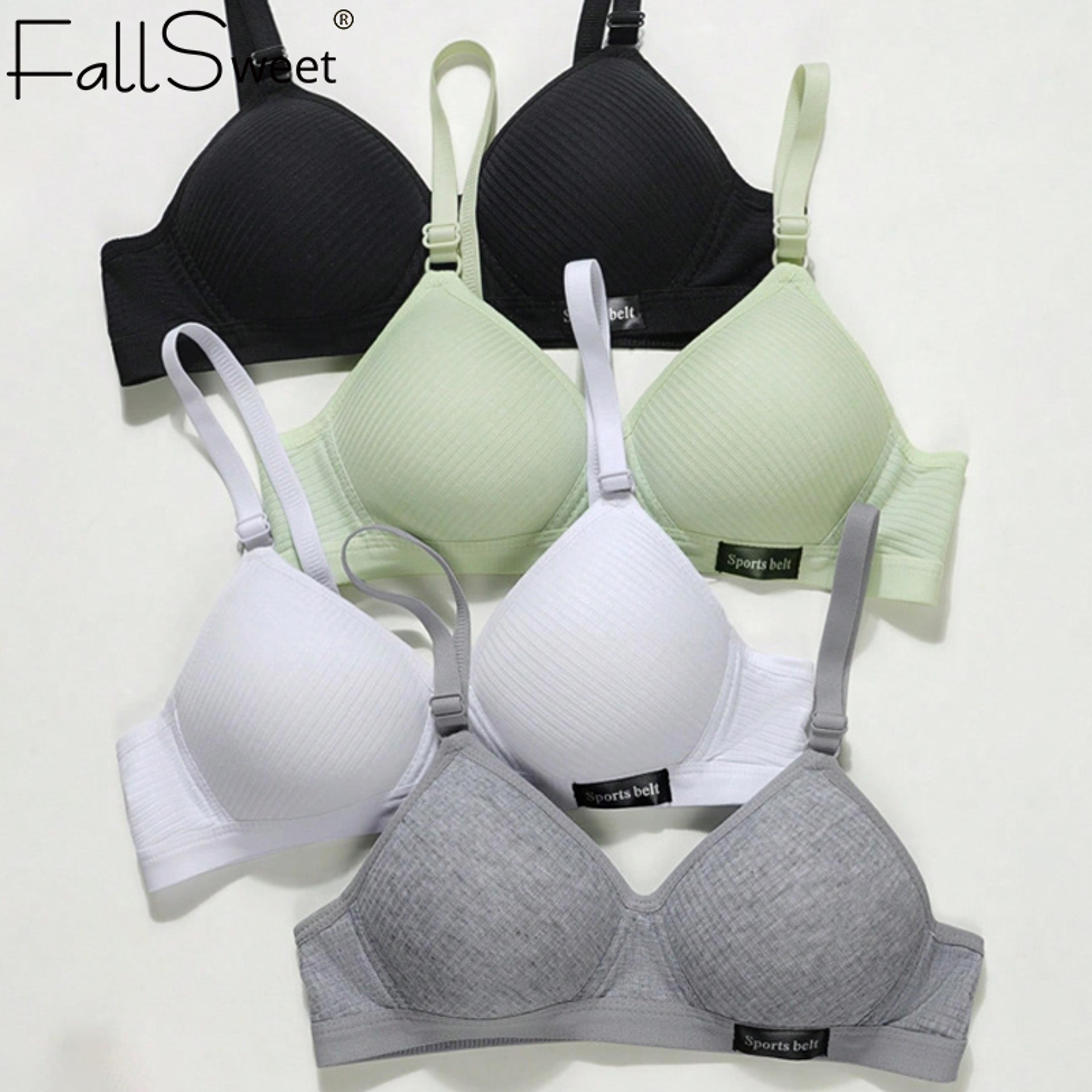fallsweet women's wireless bra, seamless comfort bra, v-shaped gathering, everyday t-shirt bra