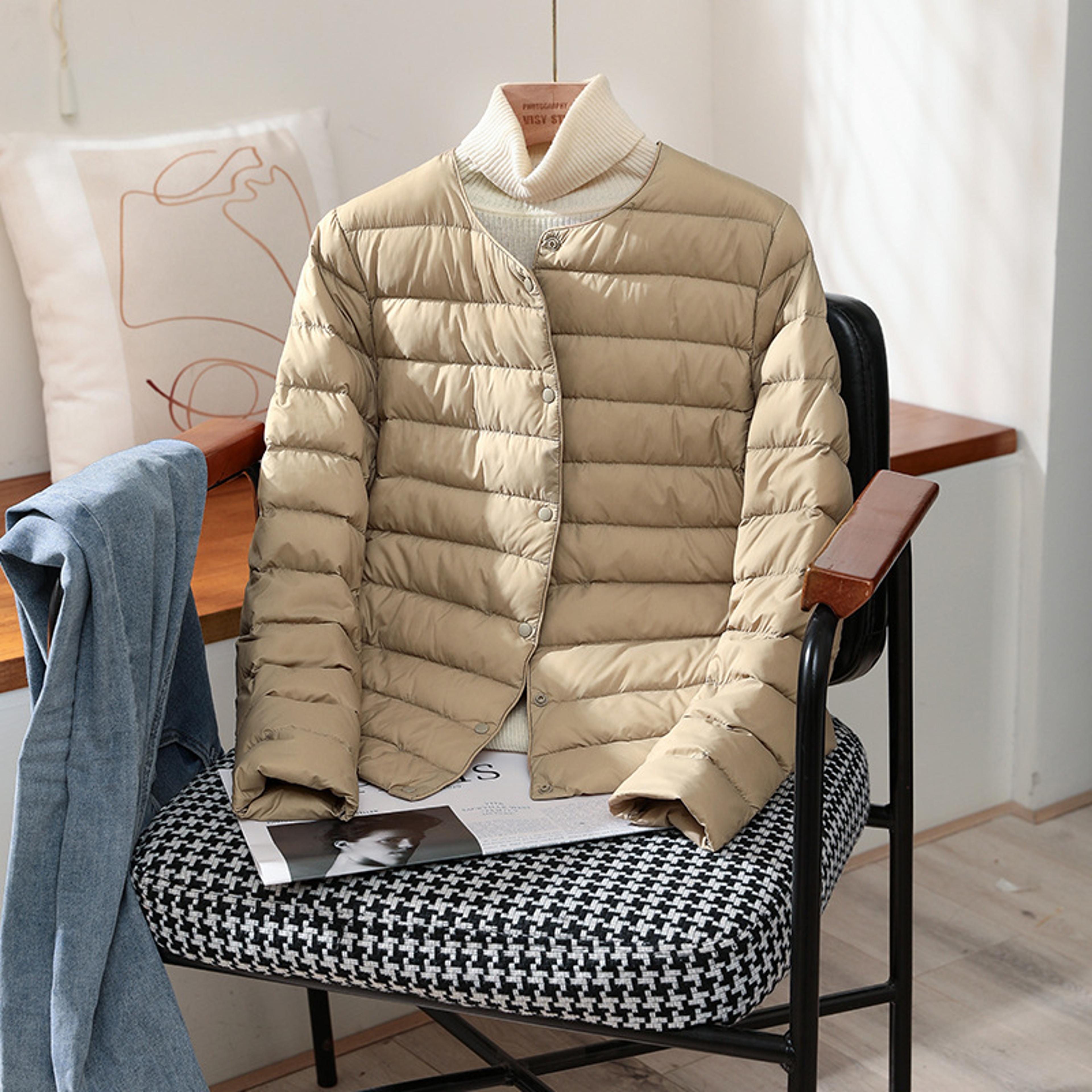 ultra lightweight packable puffer coat, women's slim jacket, warm white duck down, autumn winter