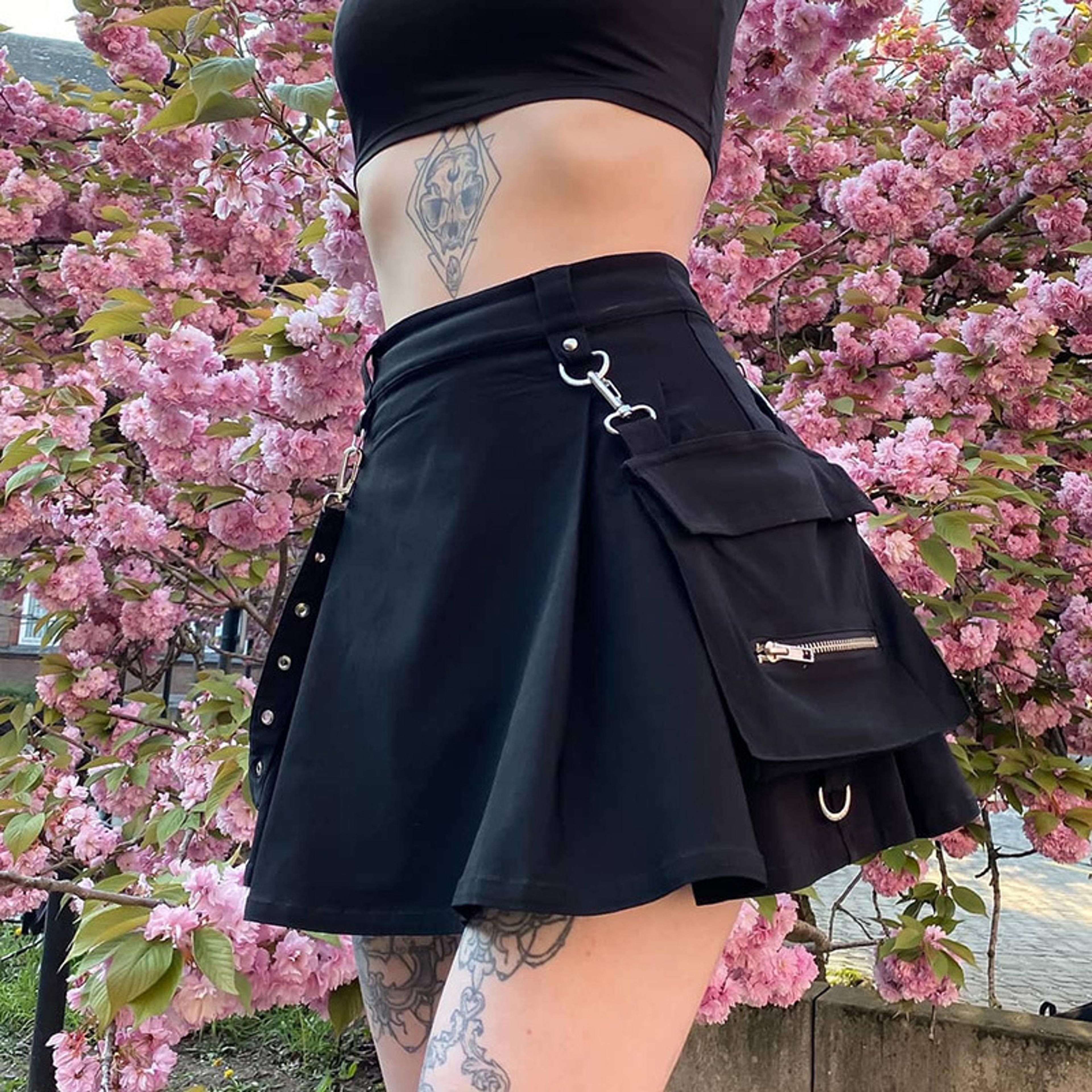 plus size bandage skirt, harajuku punk gothic, high waist patchwork mini, womens streetwear