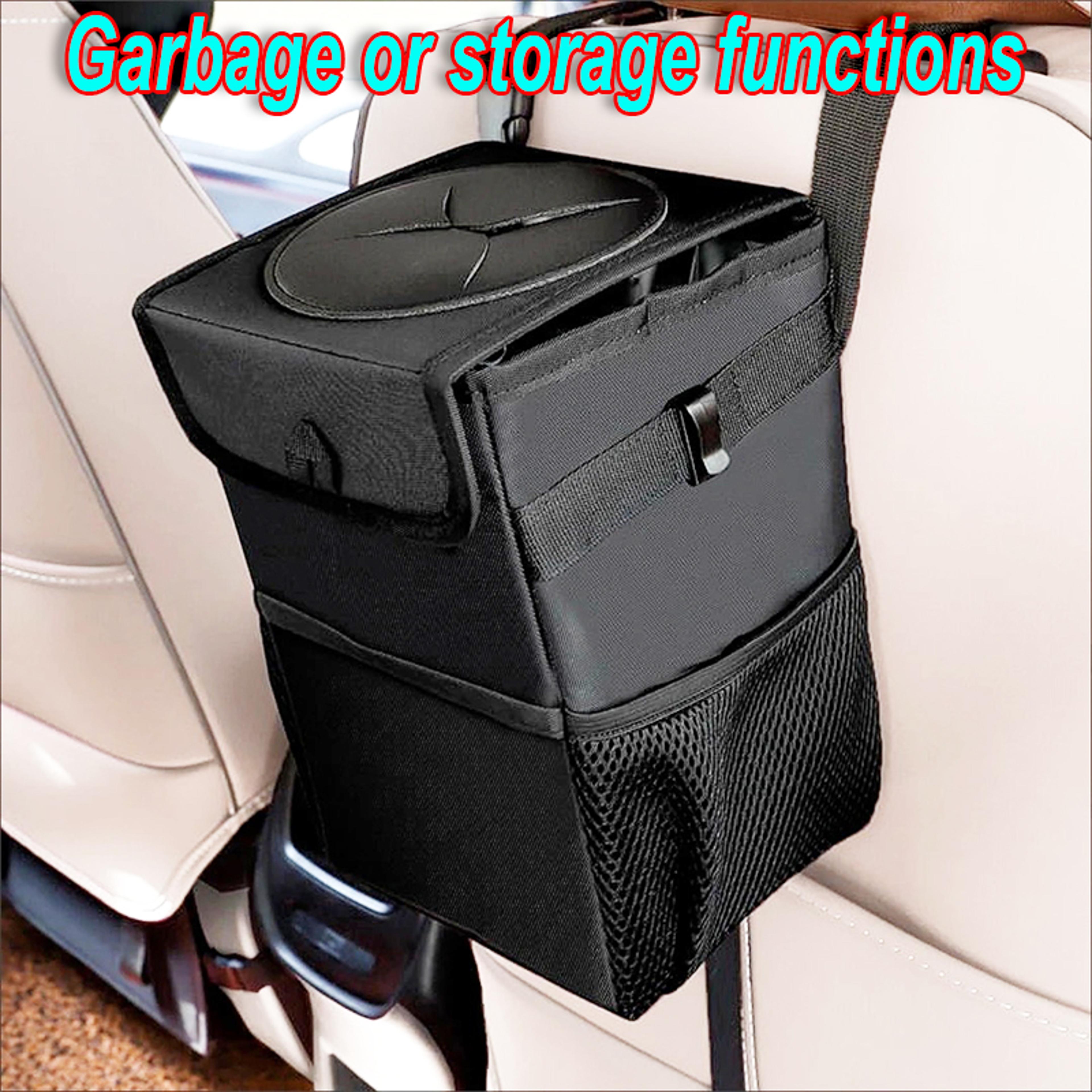 portable car trash can, waterproof and foldable storage box, multifunctional hanging auto organizer