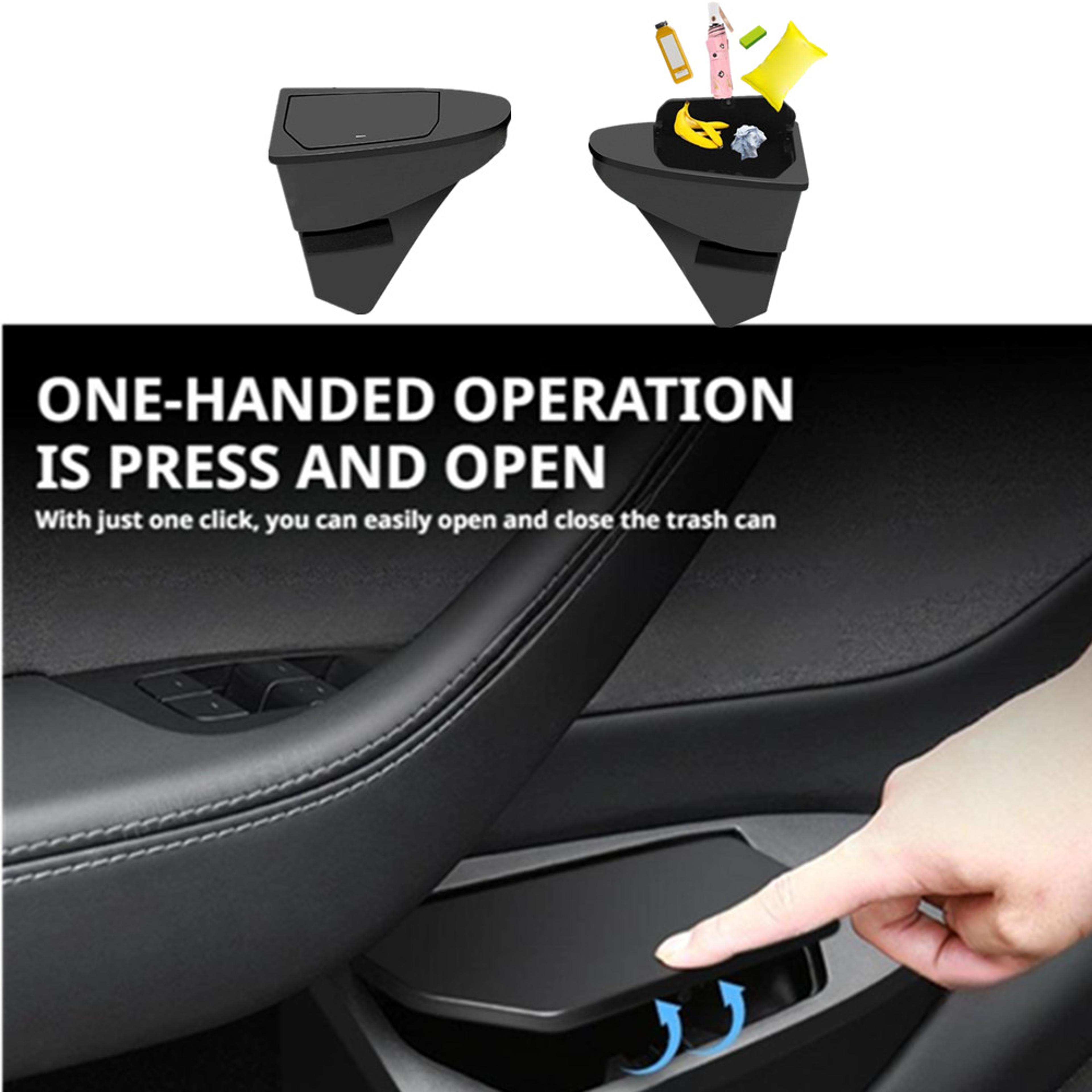 tesla model y juniper front door storage trash can, multi functional car door storage box, car accessories organizer