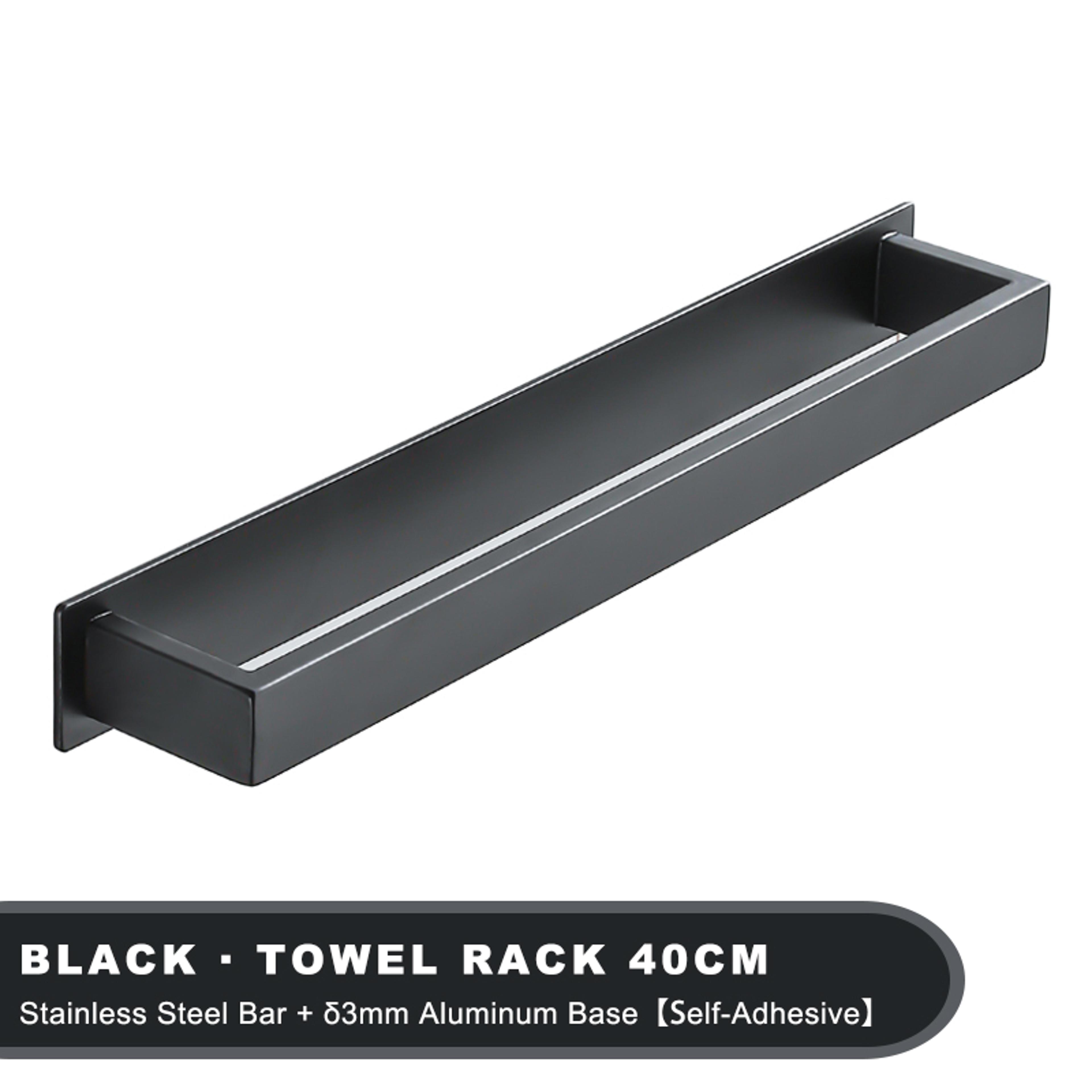 no drill towel rack, self adhesive stainless steel bar, strong hold kitchen and bathroom organizer
