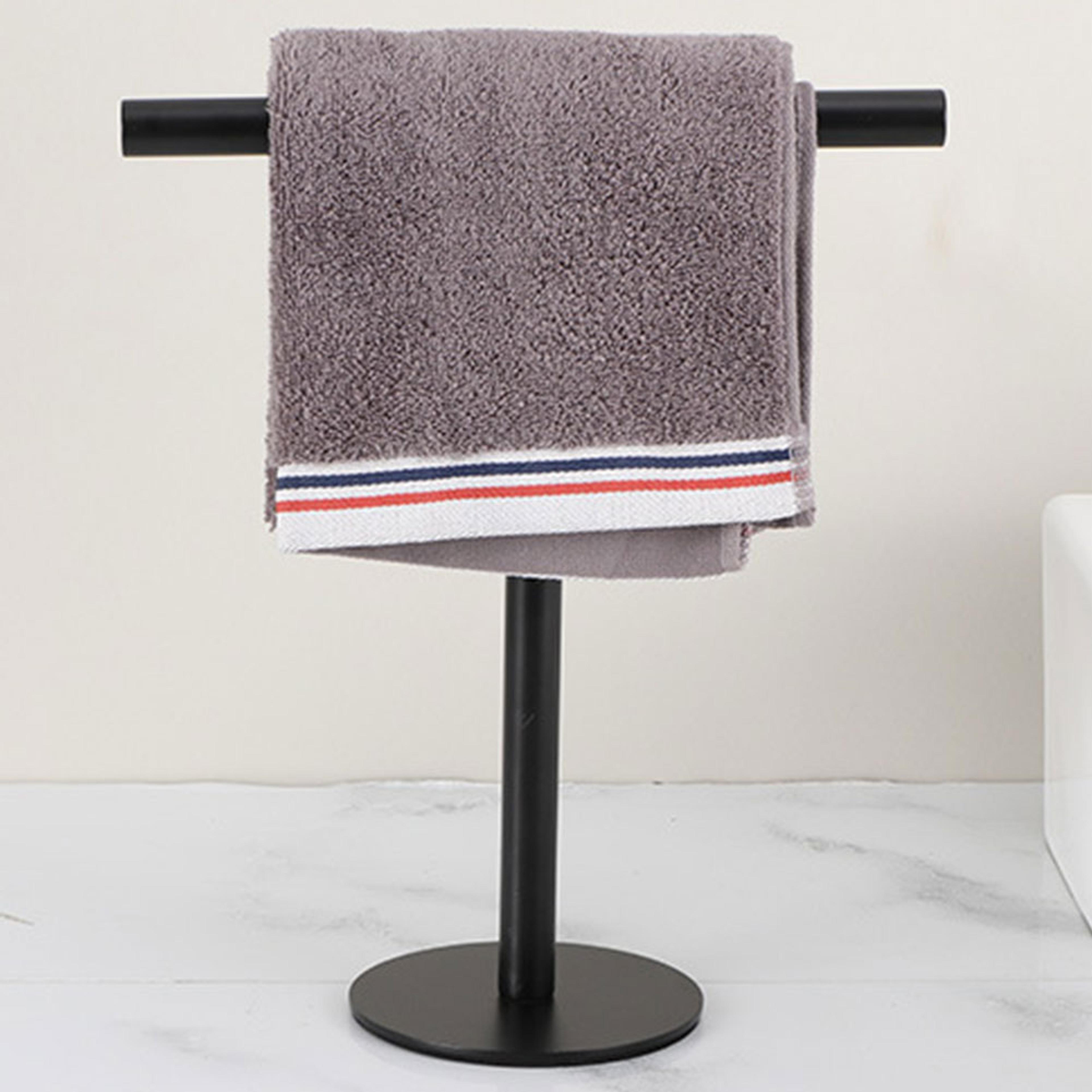 free standing towel bar, stainless steel hand towel holder, heavy base for bathroom vanity countertop