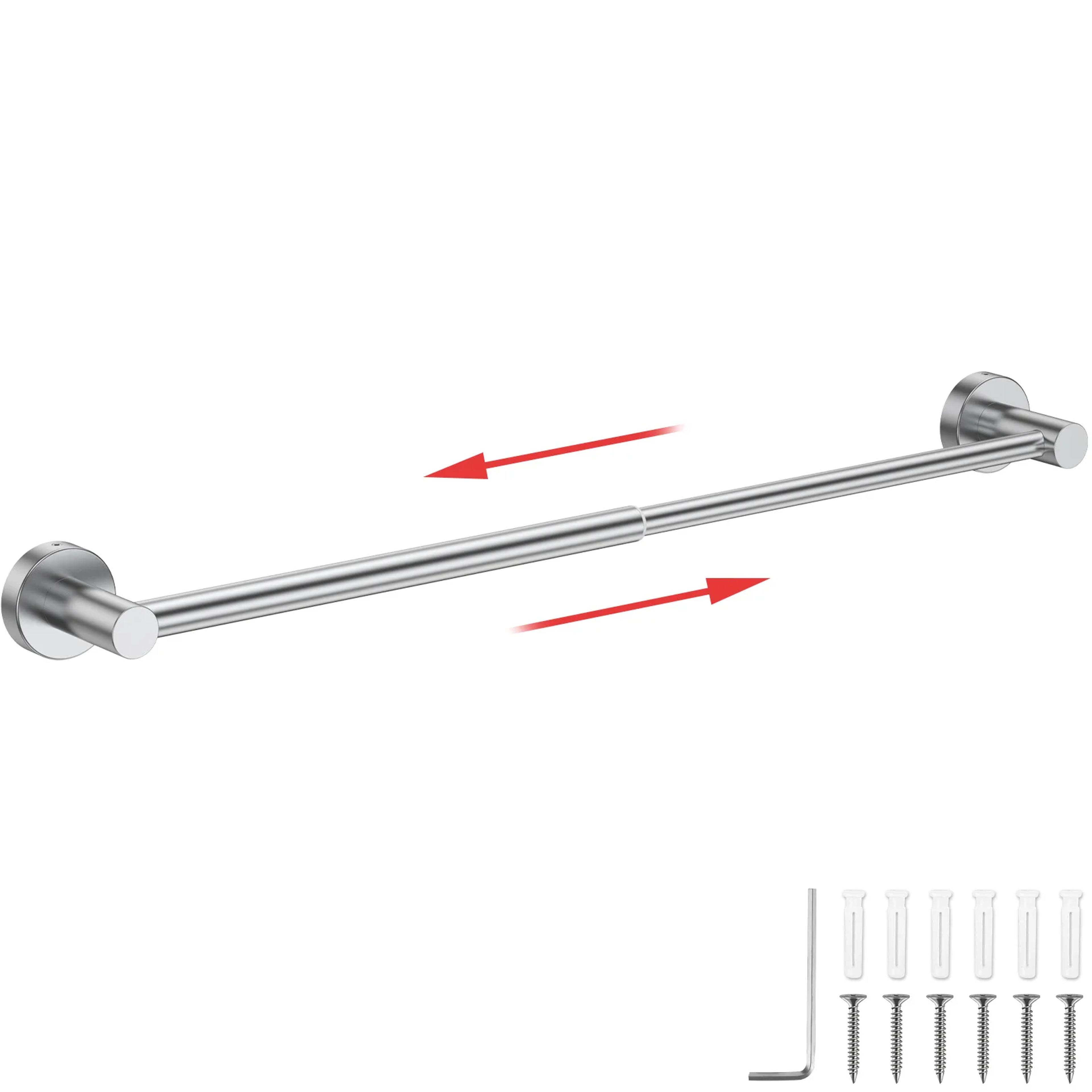 adjustable wall mounted towel bar, stainless steel retractable towel rack, space saving bathroom holder