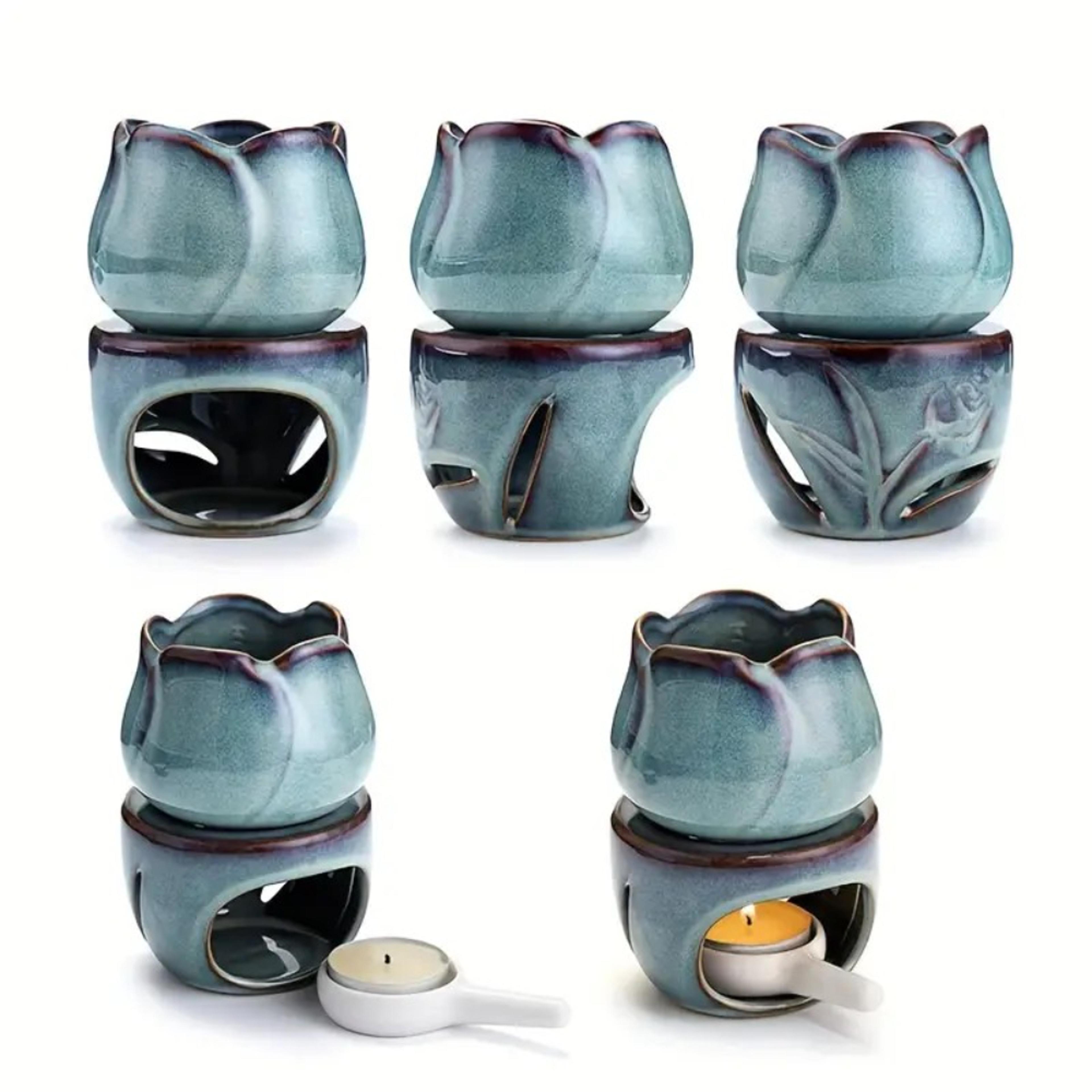 tulip shaped ceramic wax warmer, aromatherapy diffuser set, candle holder