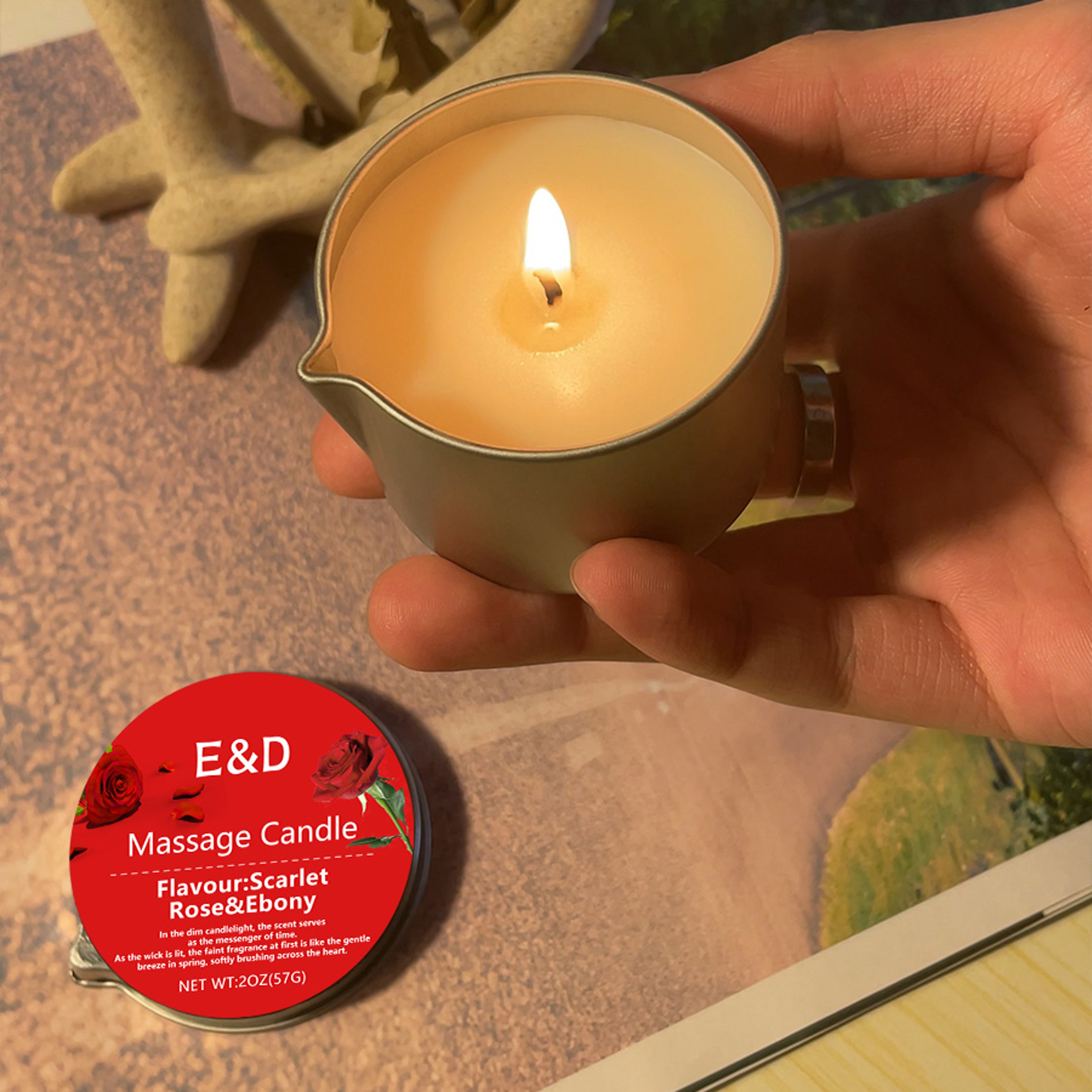 Rose Massage Oil Candle for Relaxation and Home Spa | Inspire Uplift