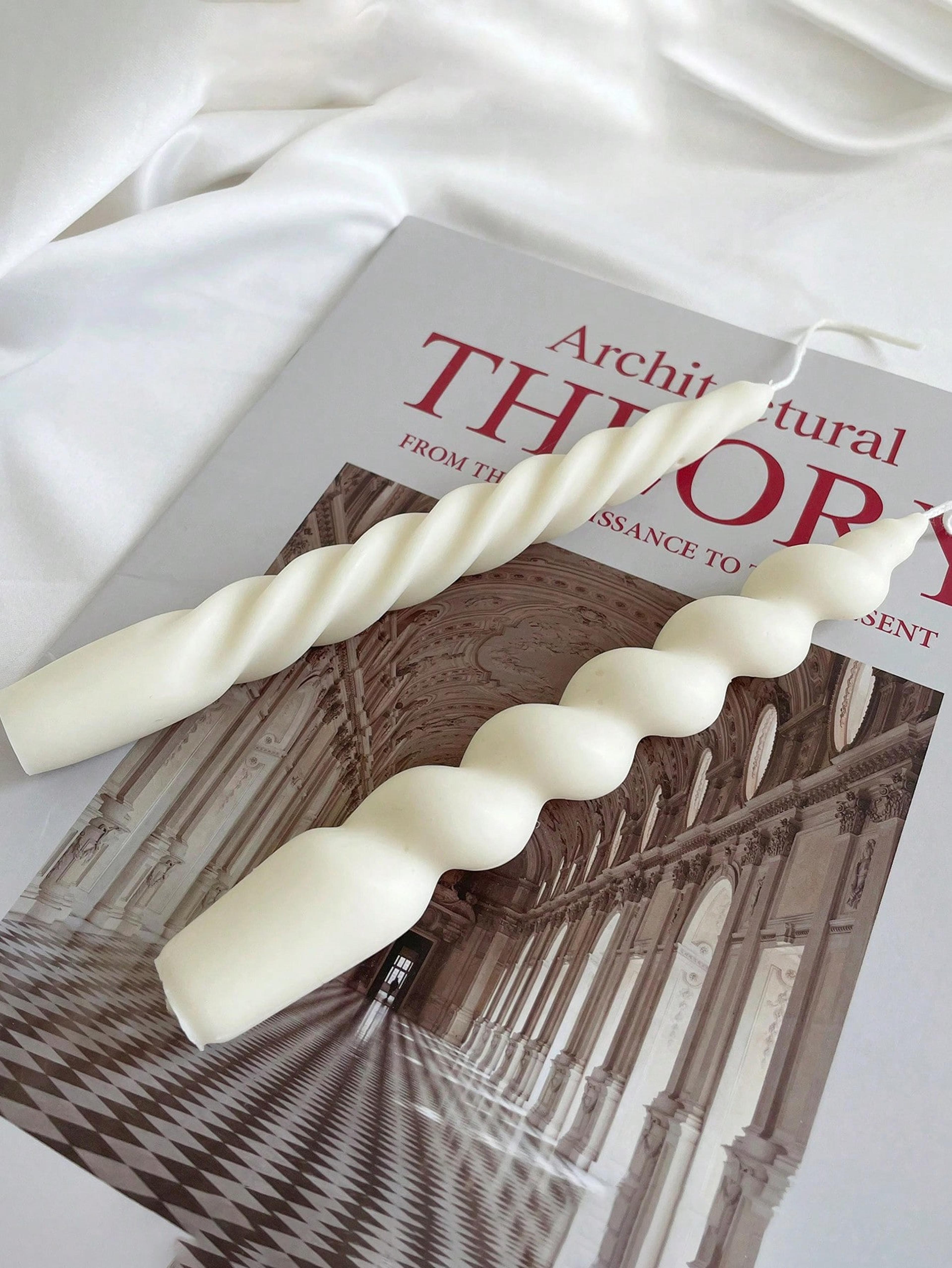 twisted swirl taper candles, long decorated candles, unscented pastel soy wax, for wedding, birthday, home decoration