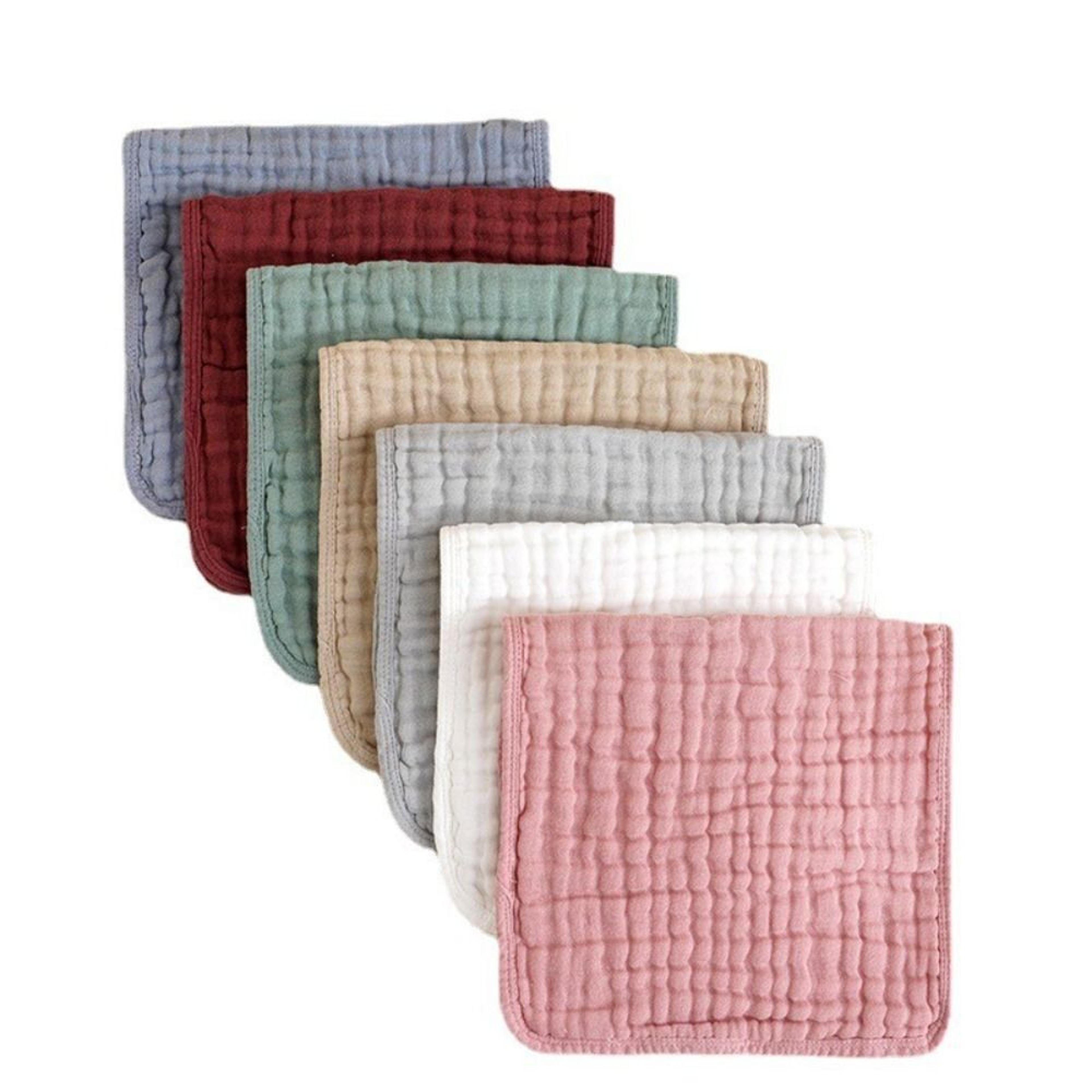 large, multicolor burp cloths, layer cotton muslin, breathable hand washcloths for babies