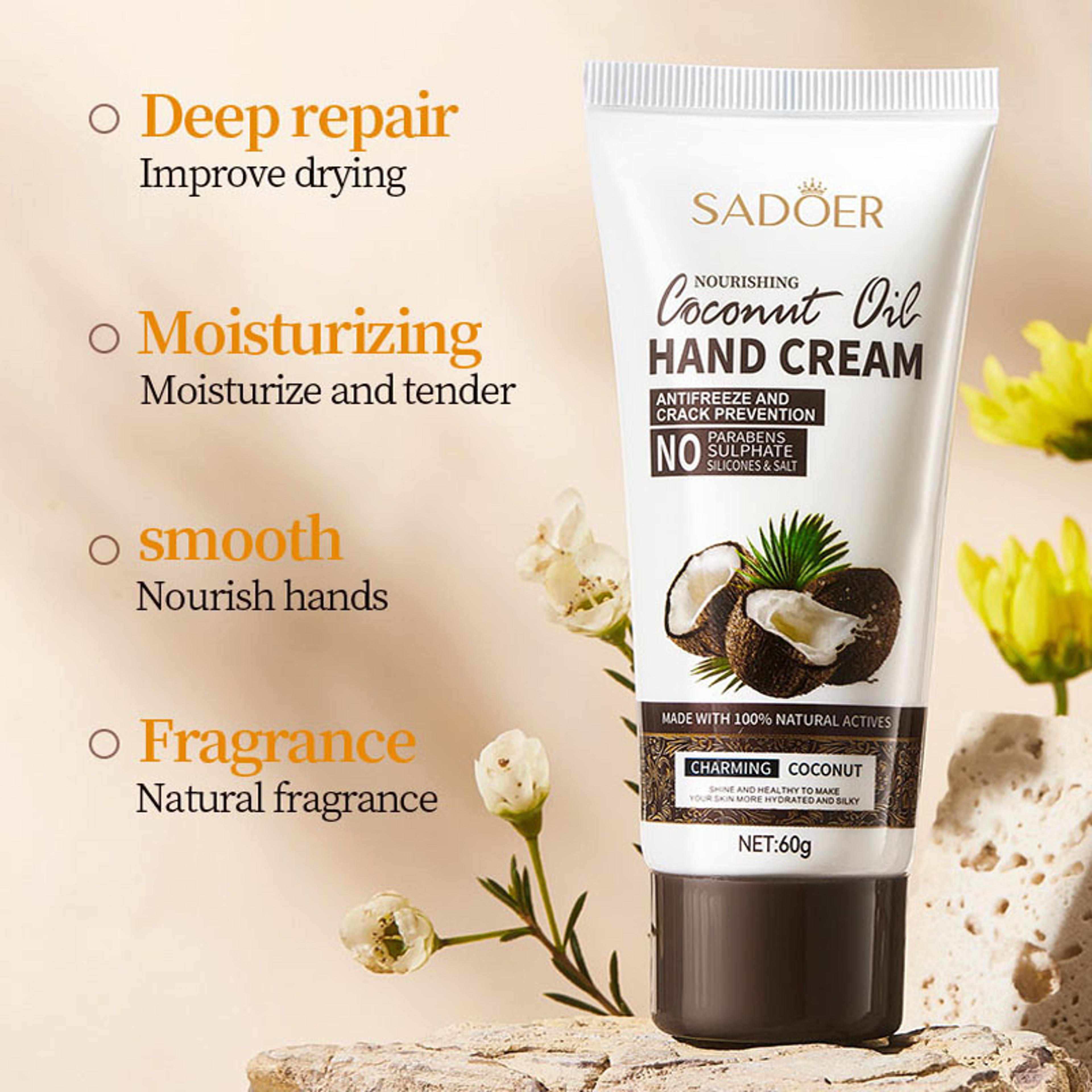 coconut hand cream, moisturizing, nourishing & firming for soft hands