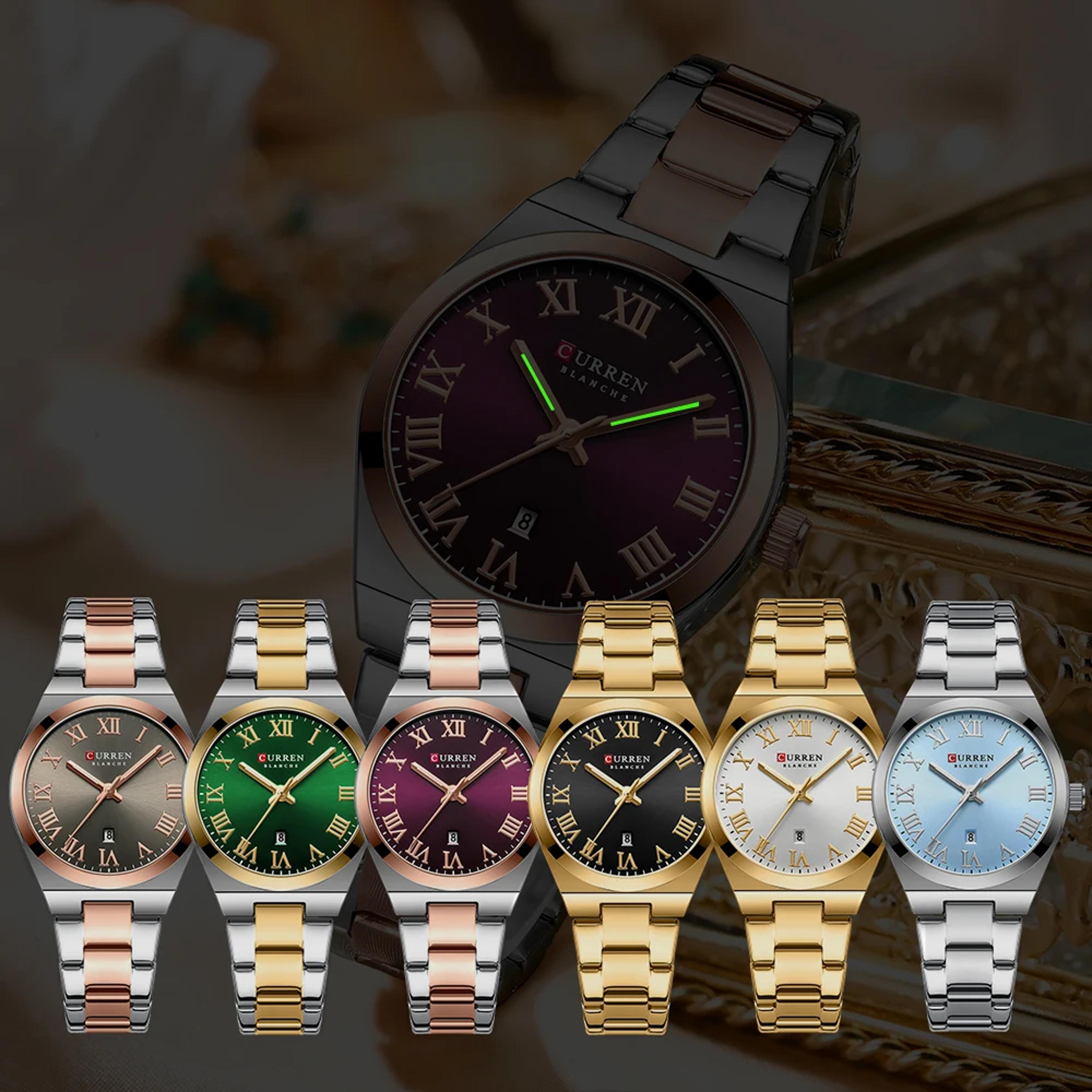 elegant ladies watch, waterproof stainless steel analog watch for women with date function