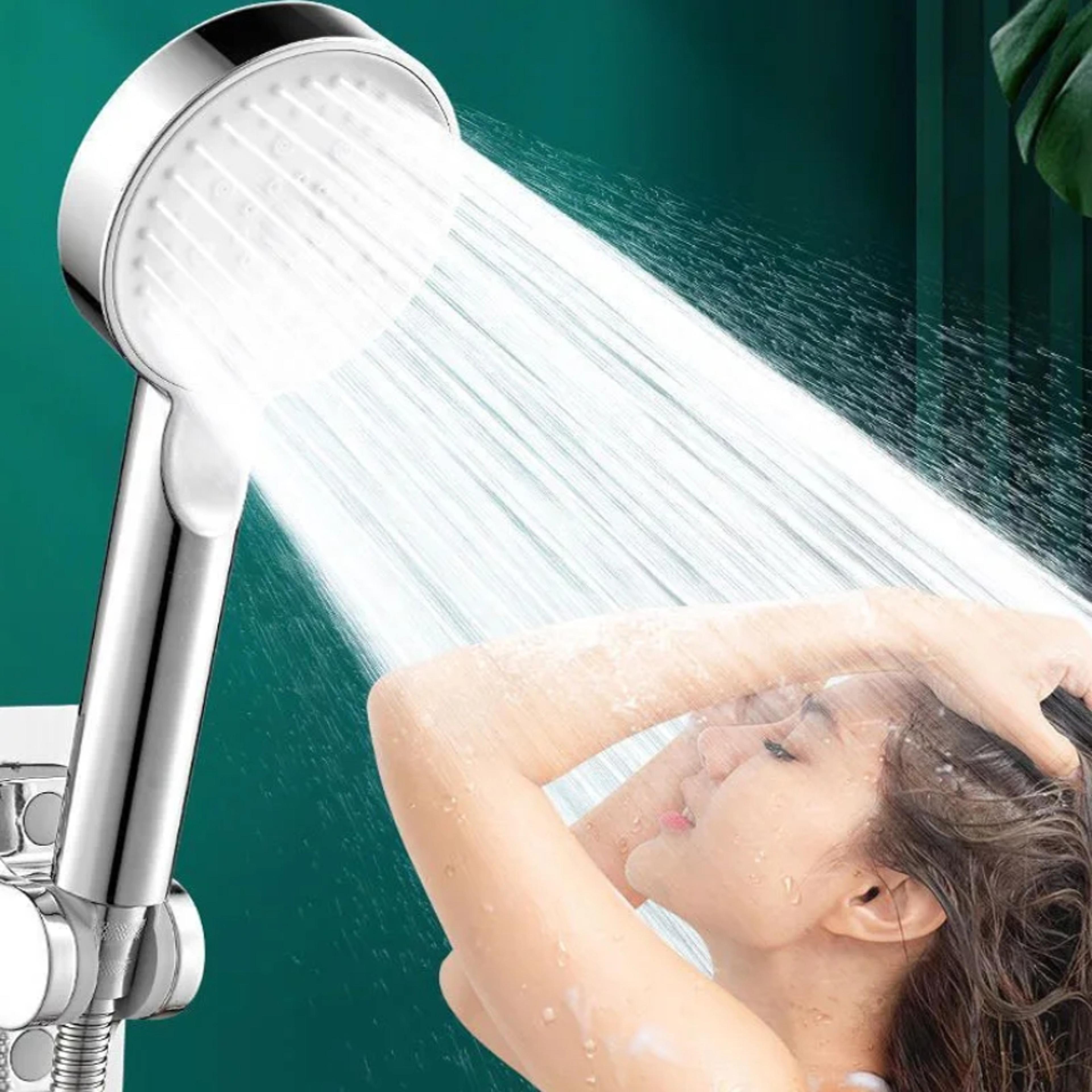 adjustable high pressure shower head with hose, water saving one-key stop spray nozzle, bathroom shower