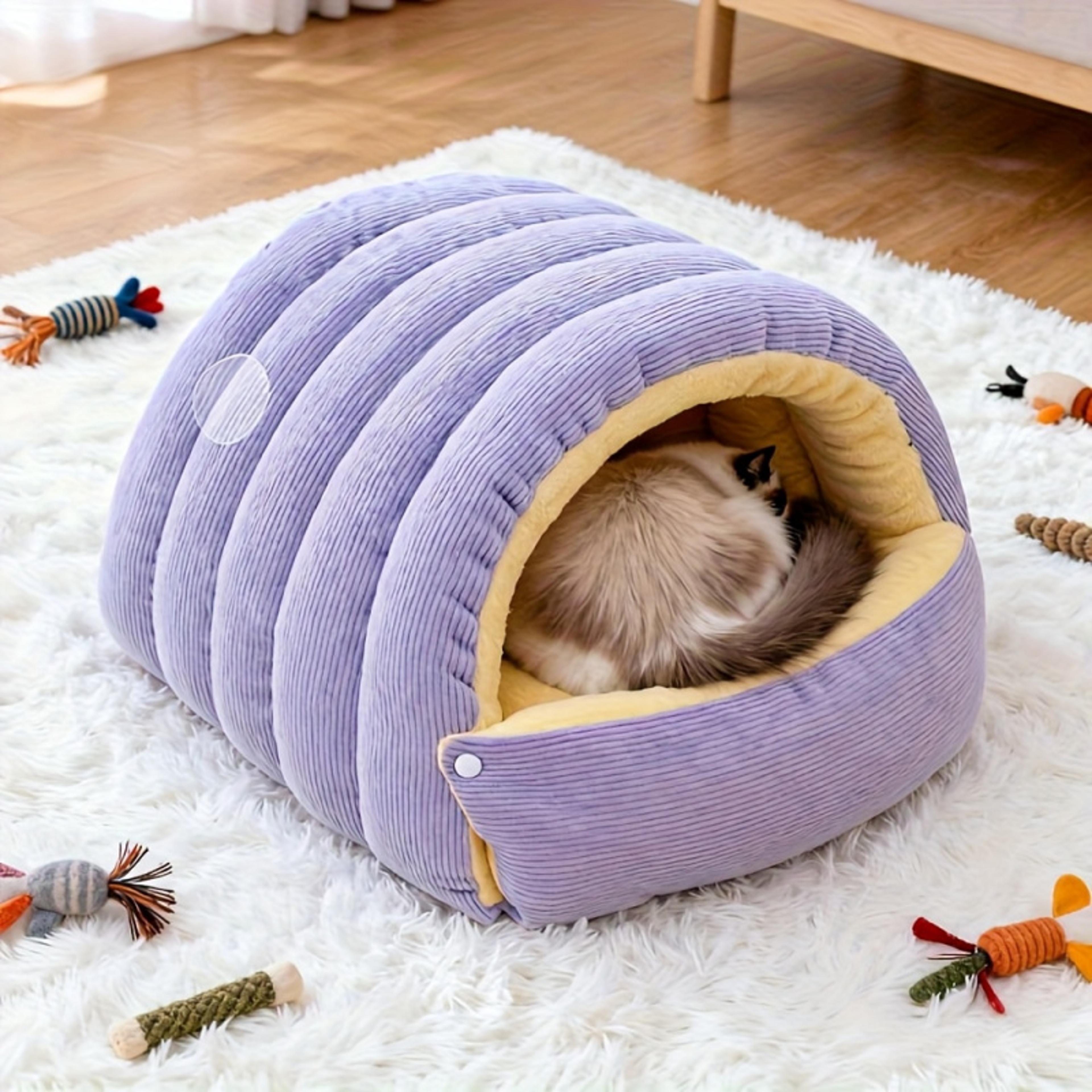 thickening warm pet house cat bed sleeping nest soft kittens cave