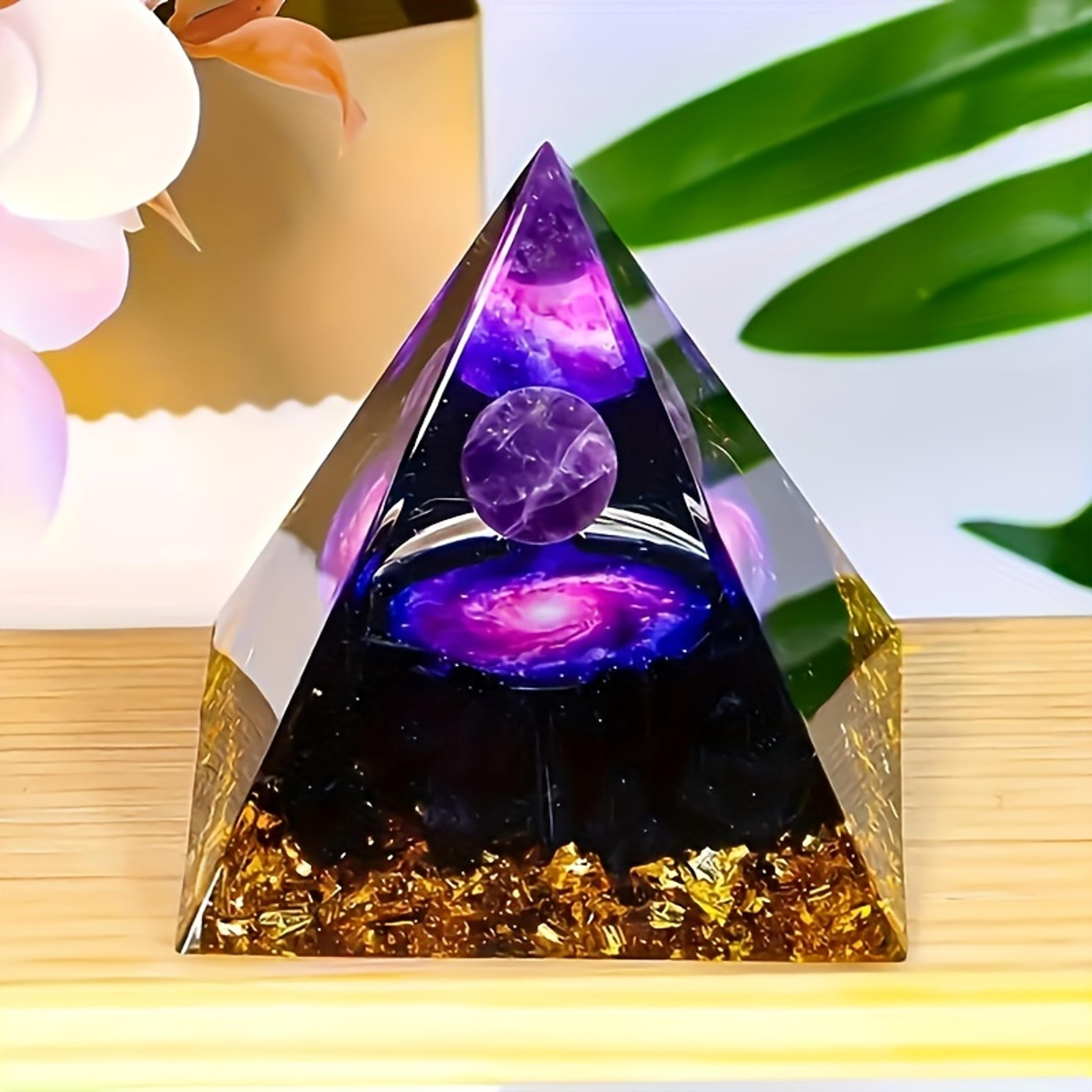 attract wealth and relieve stress with homeopathic amethyst crystal ball pyramid, raw stone home decor