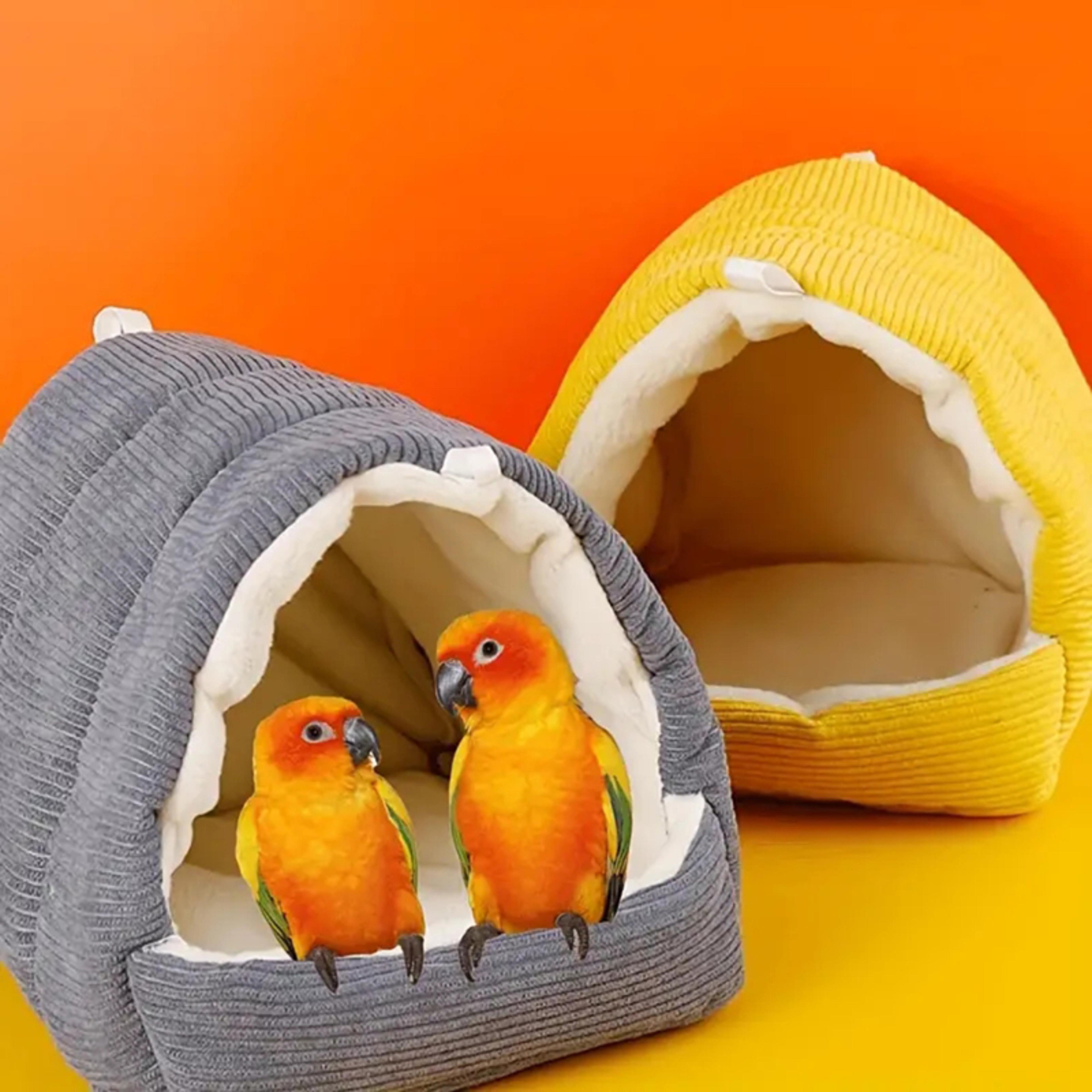 hanging hammock bird nest parrot winter shed hut for hamsters small pets, plush hideaway