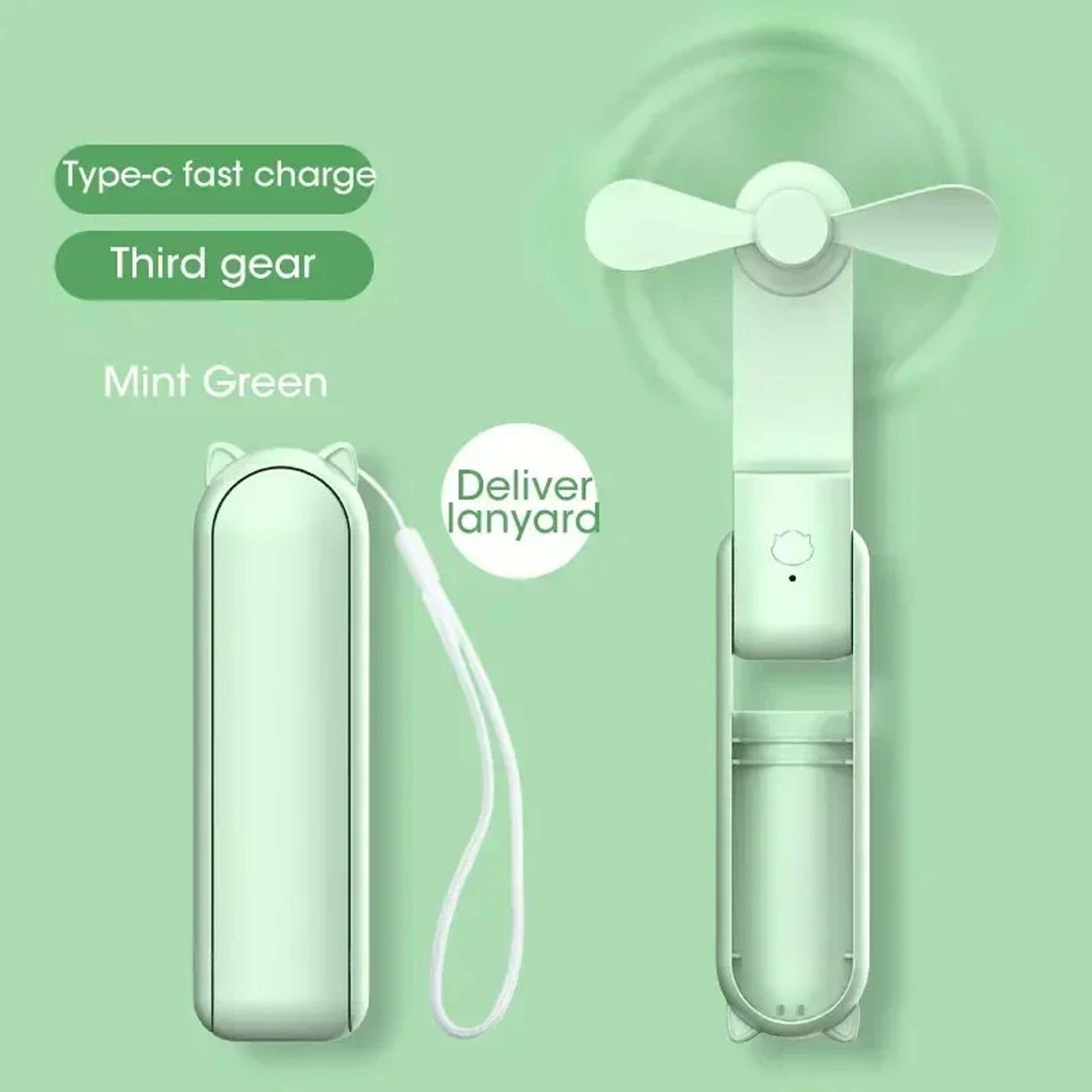 dual cooling mini fan, usb rechargeable handheld fan, folding fan with power bank for outdoor travel and camping