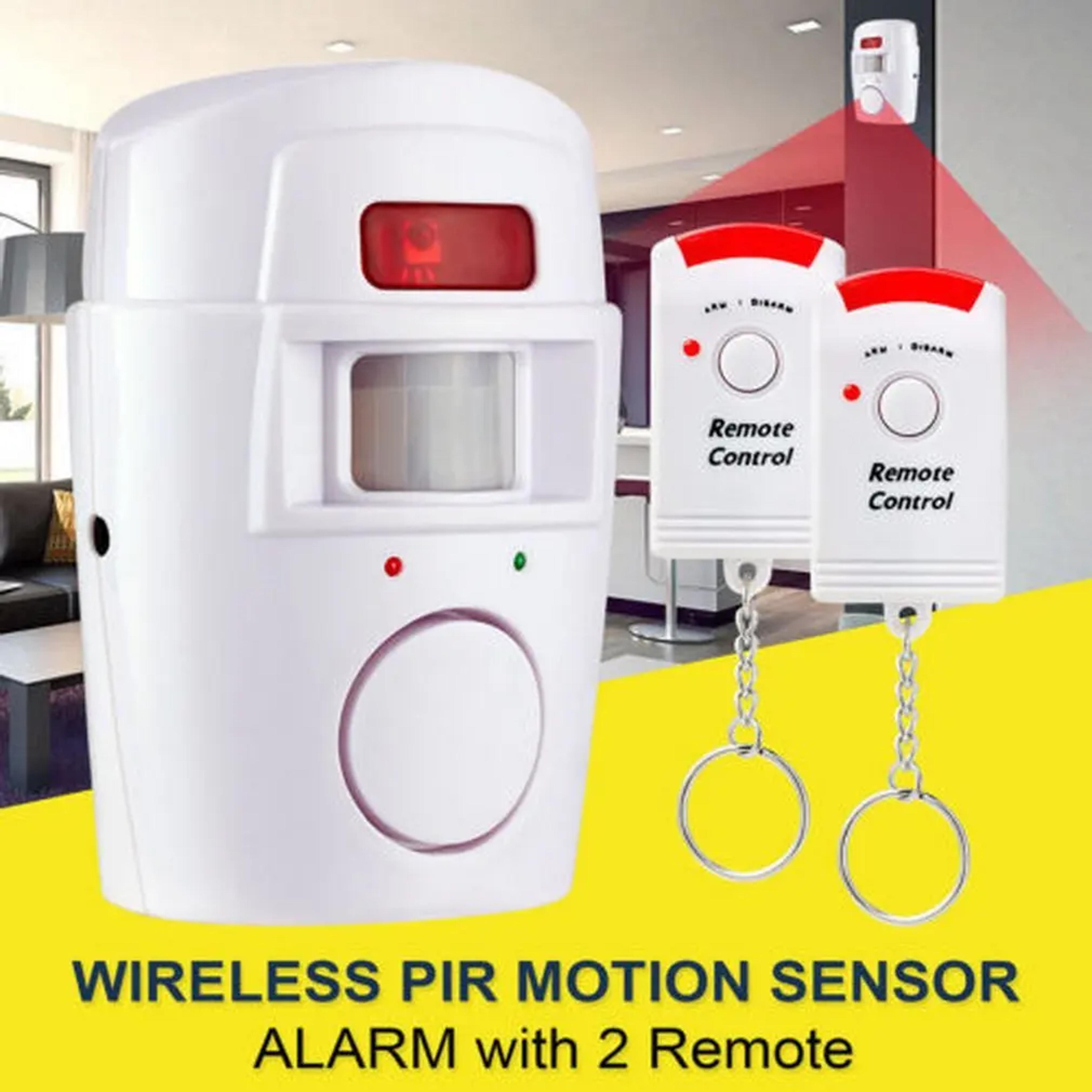 wireless motion sensor alarm, dual remote infrared security detector for indoor outdoor home garage burglar alert system