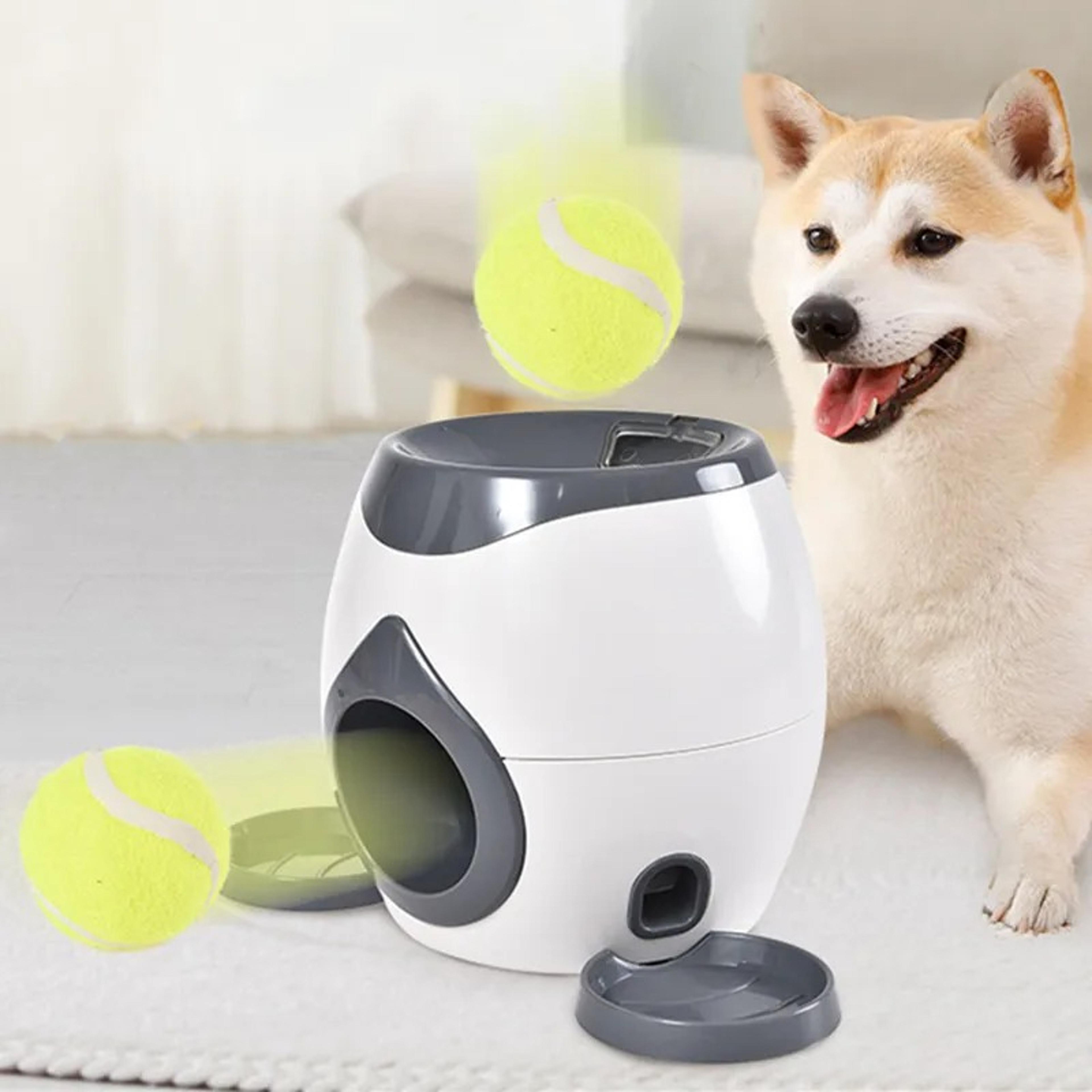 automatic interactive dog toy tennis ball launcher and feeding machine for dog training and rewards