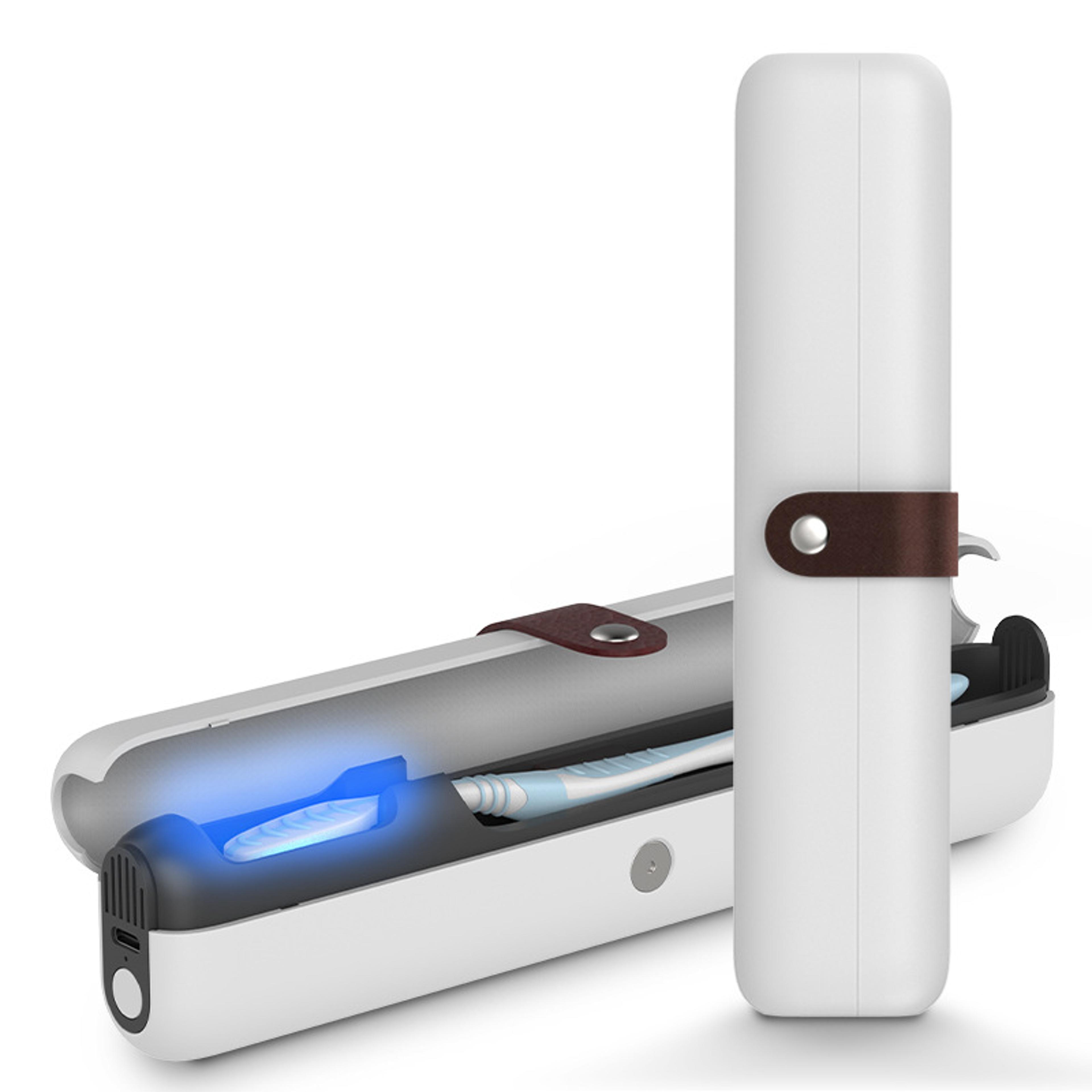mini uv light toothbrush sterilizer case, rechargeable, for traveling