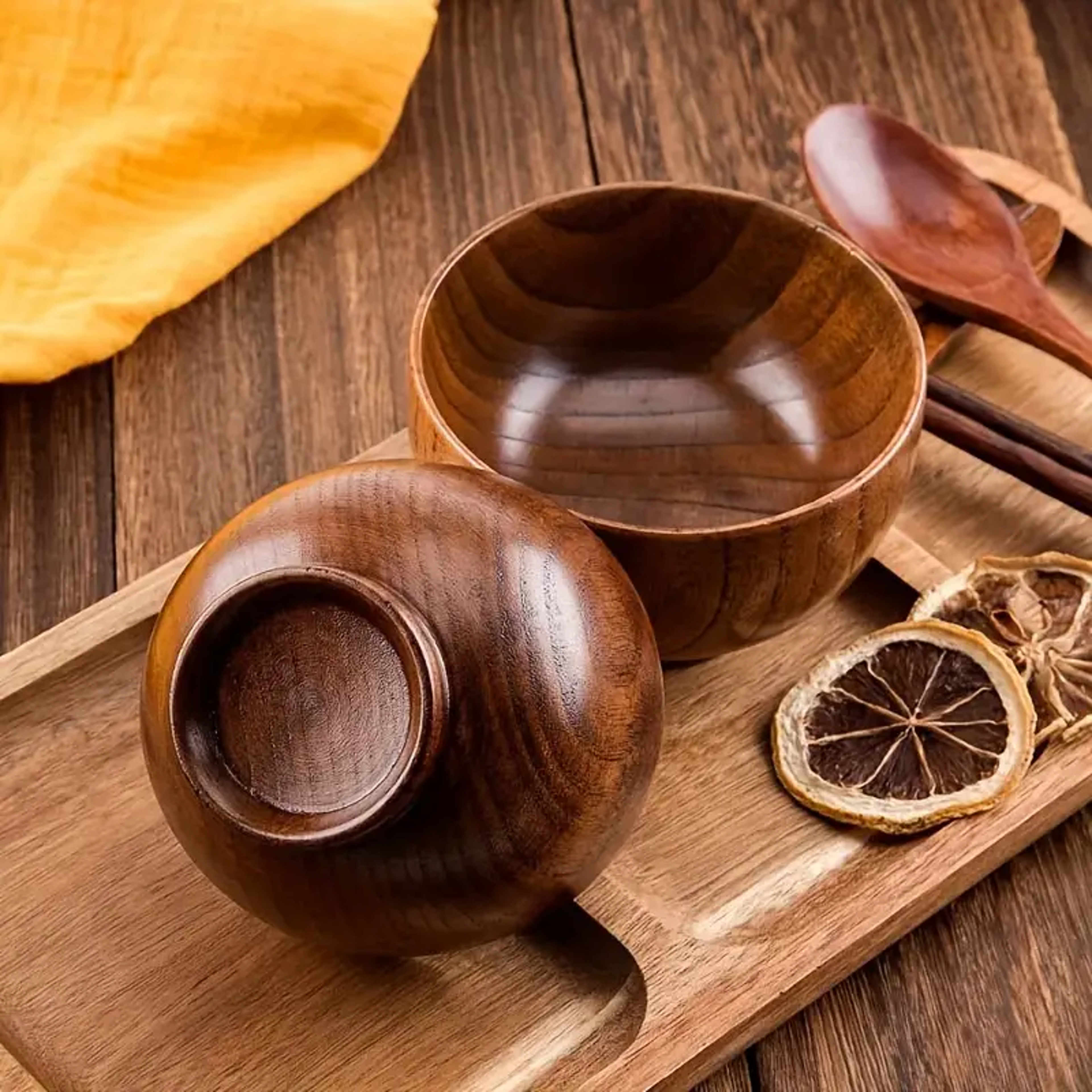 wood bowl natural wooden soup rice salad bowl large small food container wooden utensils for kids tableware