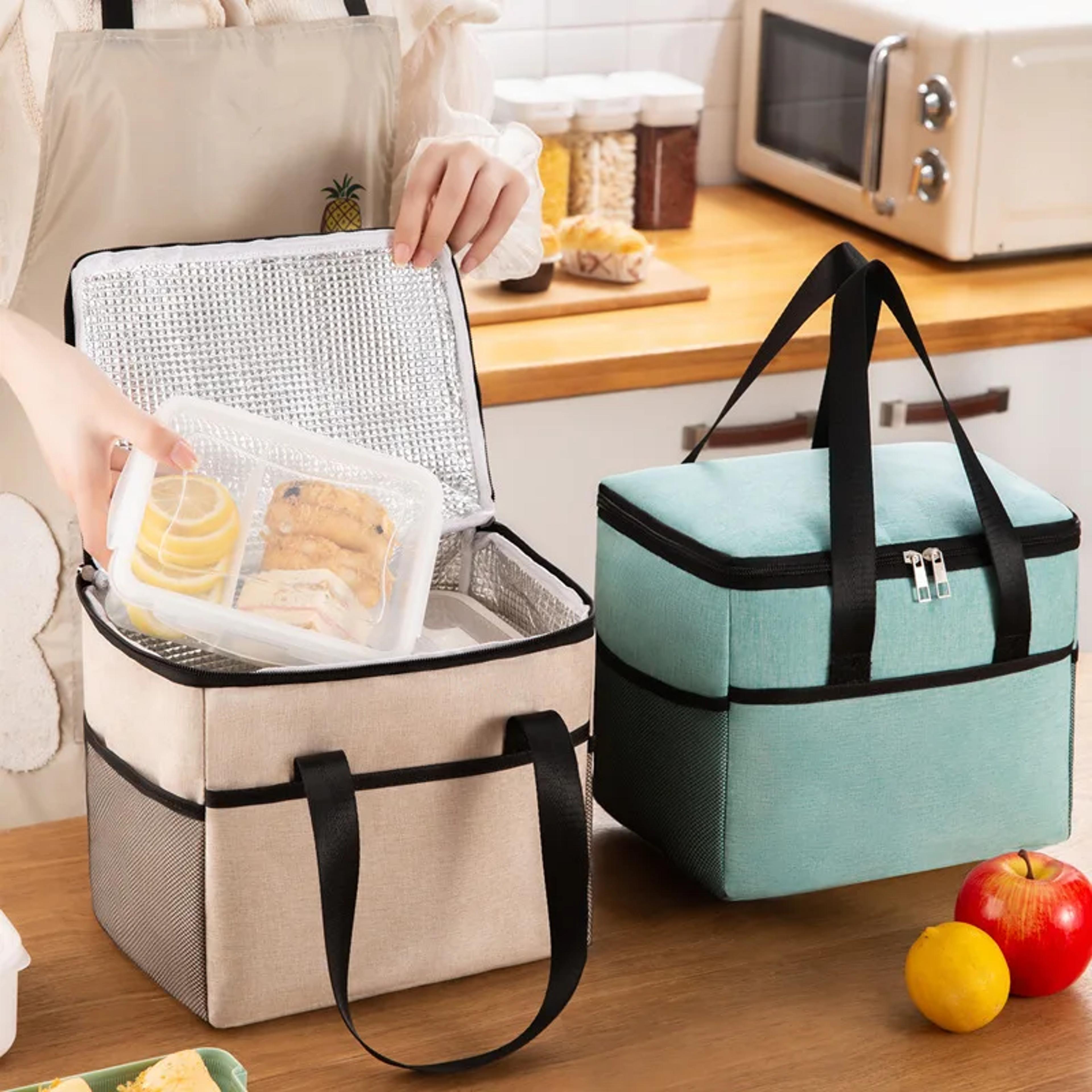 thermal insulated picnic bag waterproof oxford cloth large capacity lunch food storage tote with outside pocket