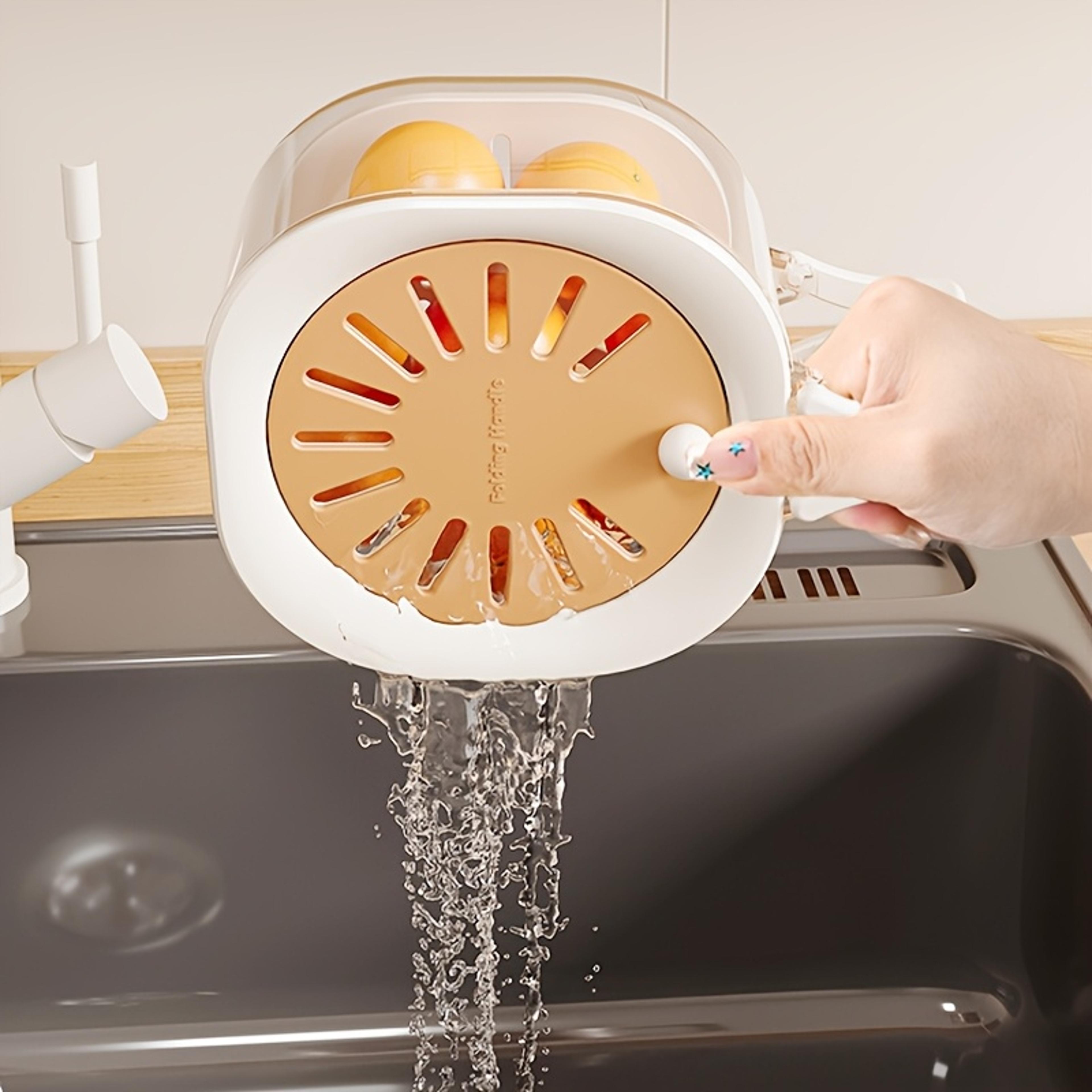 foldable handle double layer drain basket, multi-functional fruit drainer container, food strainer organizer box