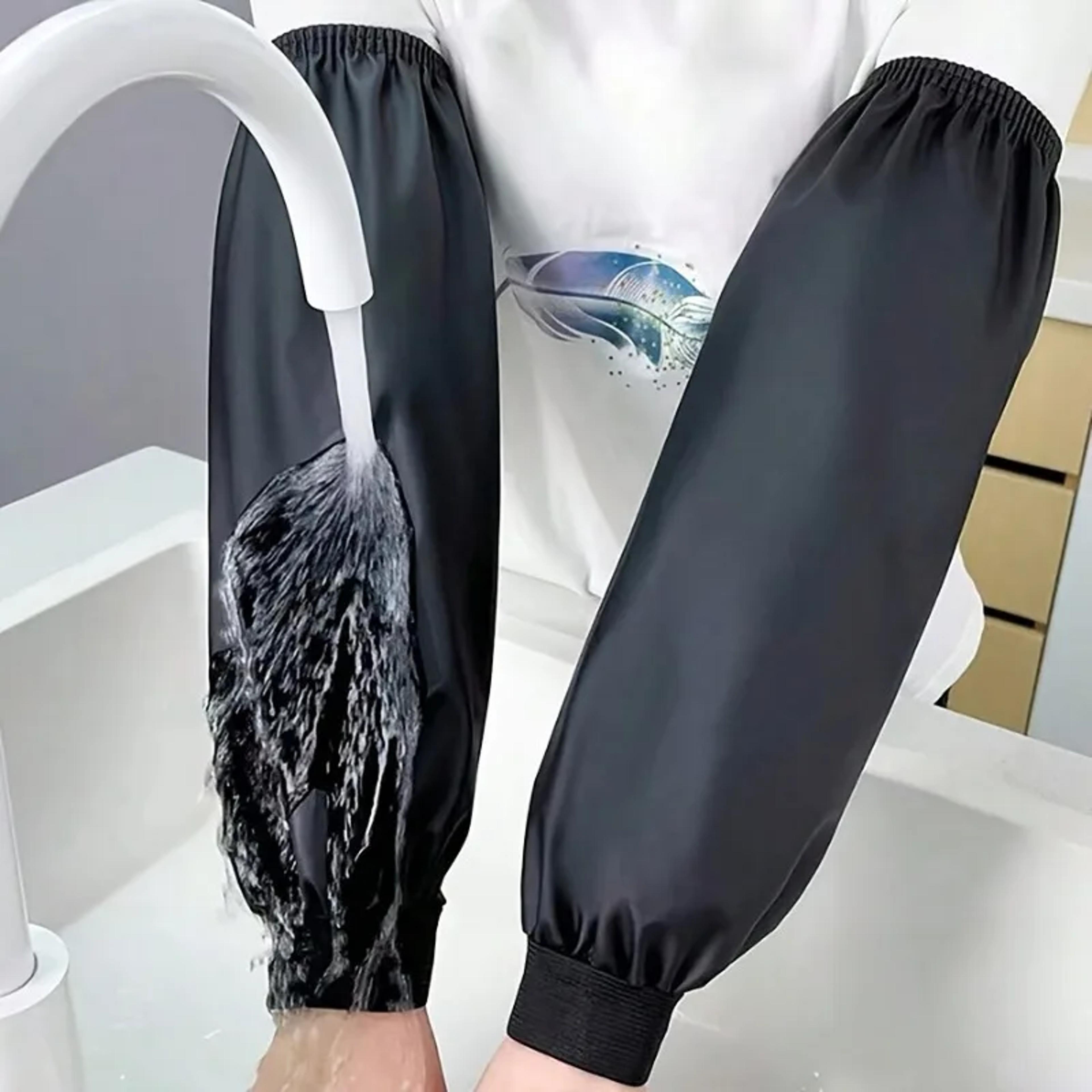 waterproof and oil-resistant heavy-duty black faux leather arm sleeves for kitchen and occupational use