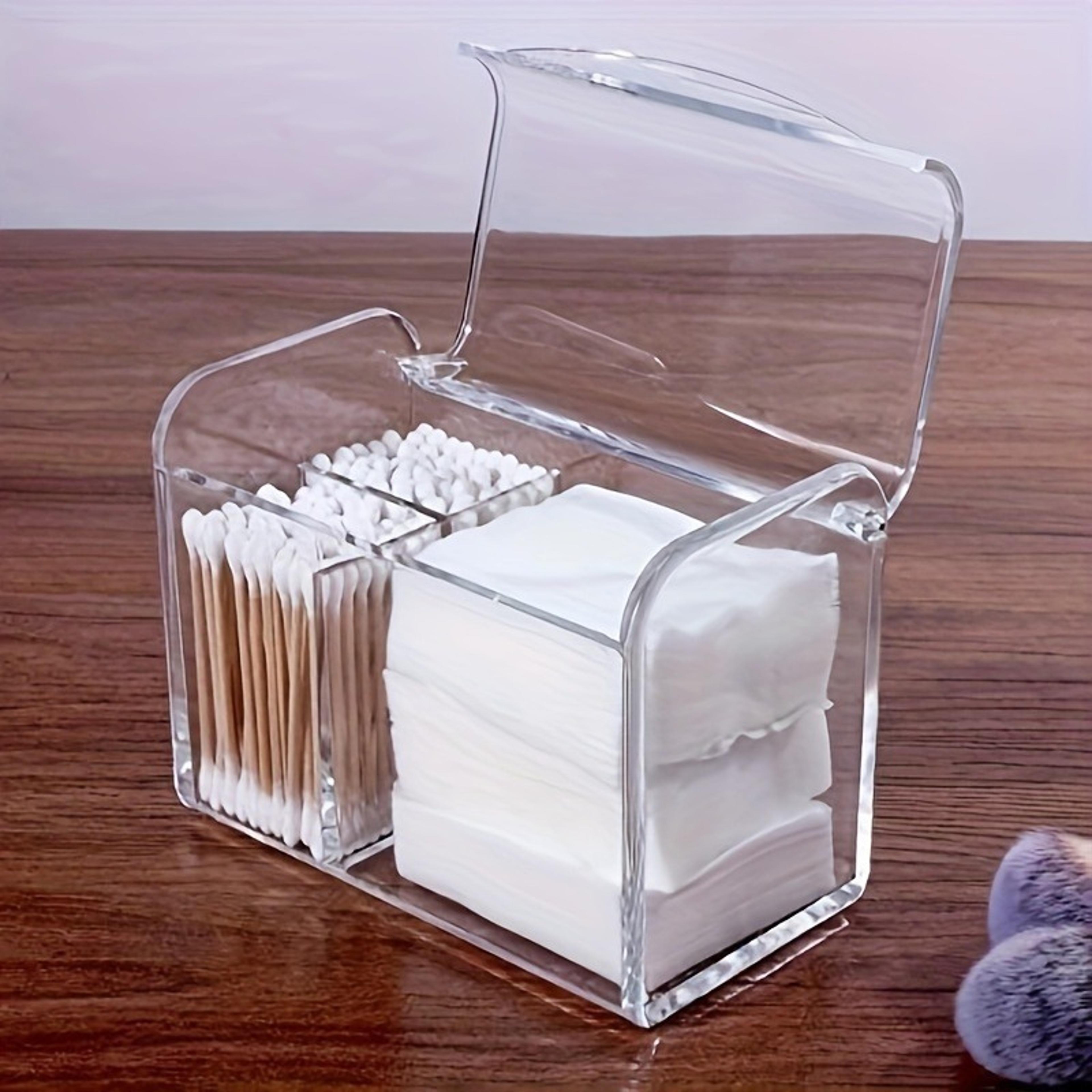 waterproof transparent makeup holder, dustproof storage container for cotton pads, plastic cosmetic swabs.