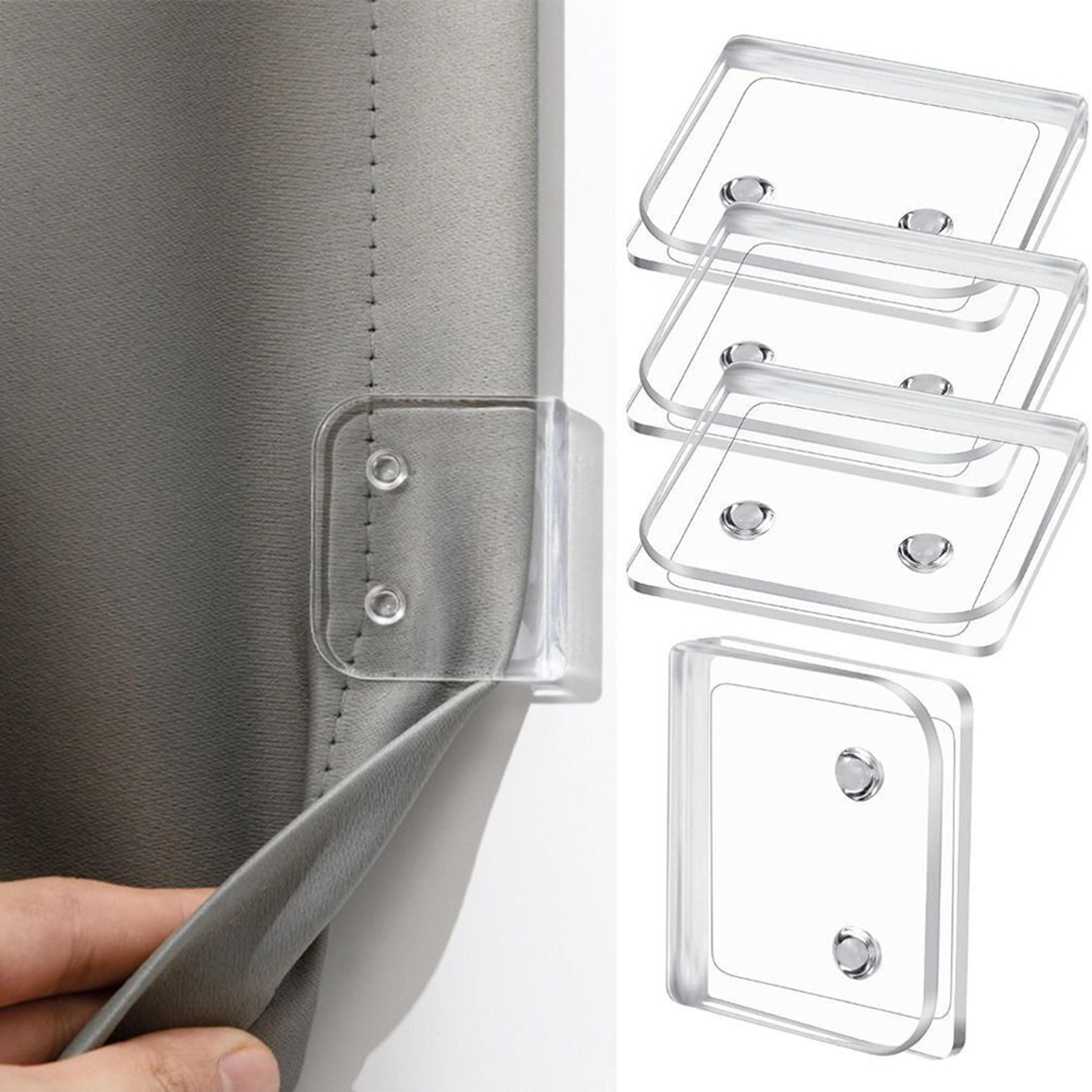 self-adhesive shower curtain clips, windproof transparent plastic for secure bathroom curtain holding
