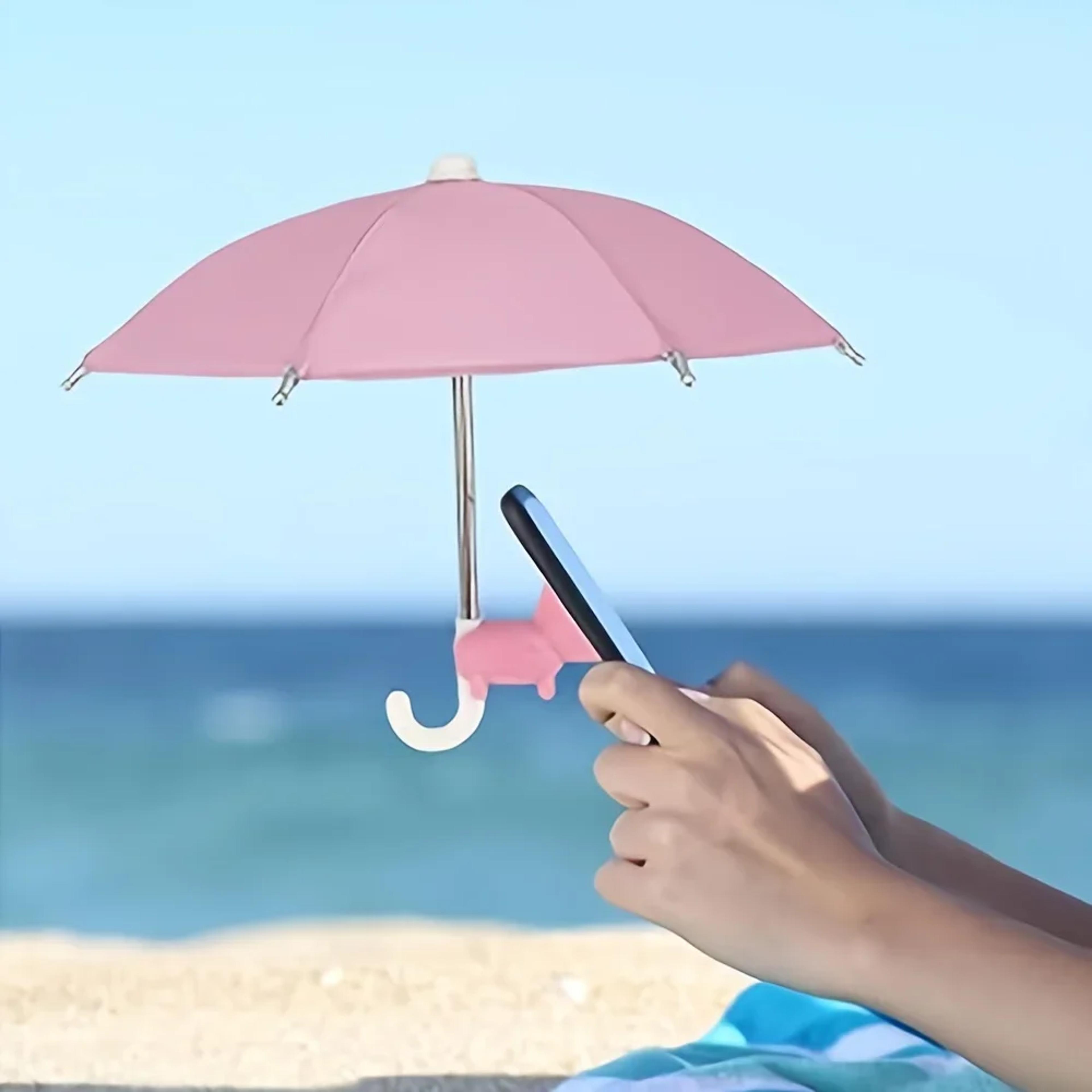 mini umbrella for phone with suction cup stand, anti-glare sunshade cover, outdoor motorcycle car holder