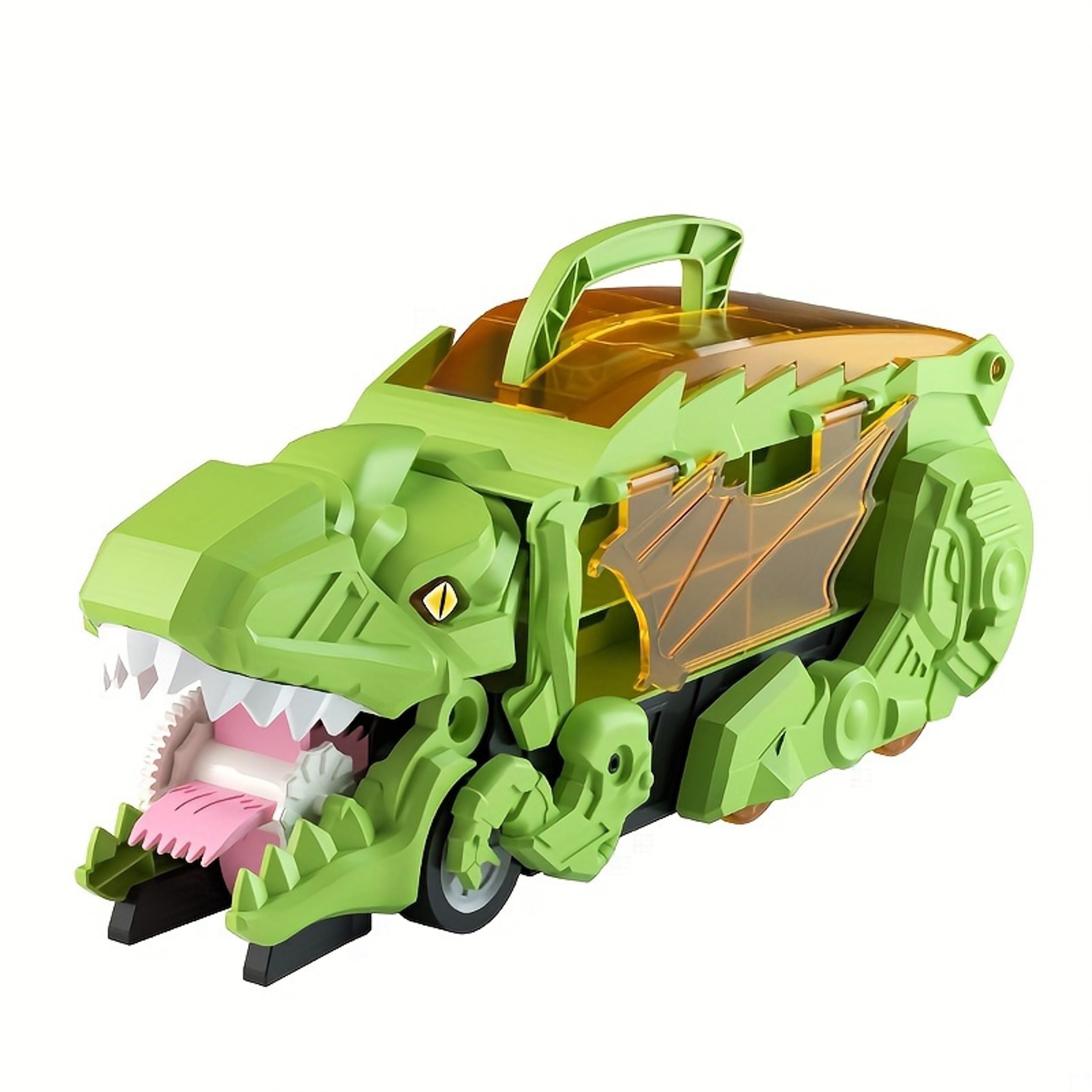 dinosaur swallowing track deformation truck toy with alloy racing car foldable transport storage toy gift