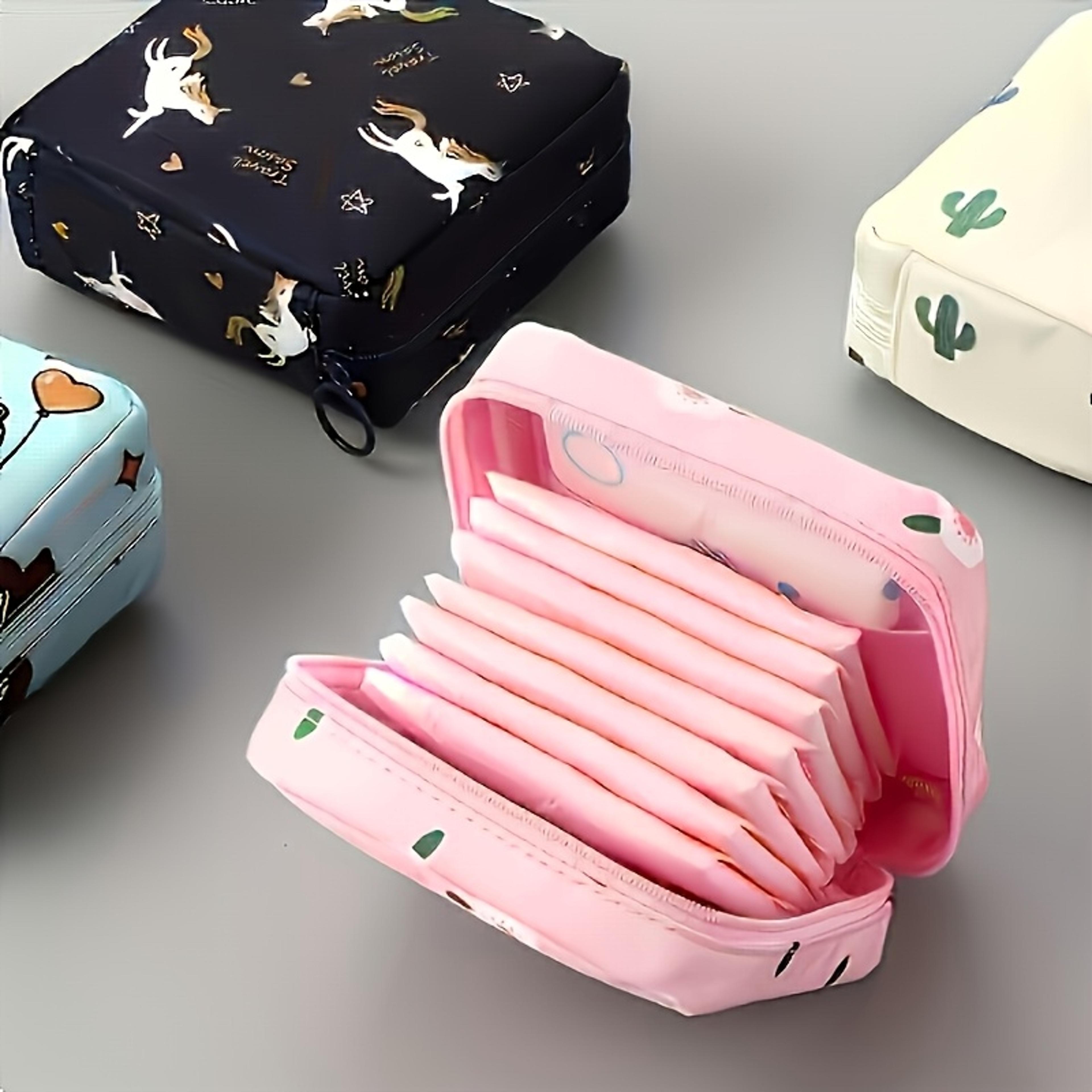 portable makeup bag with artistic print, stylish black polyester organizer, large capacity travel pouch