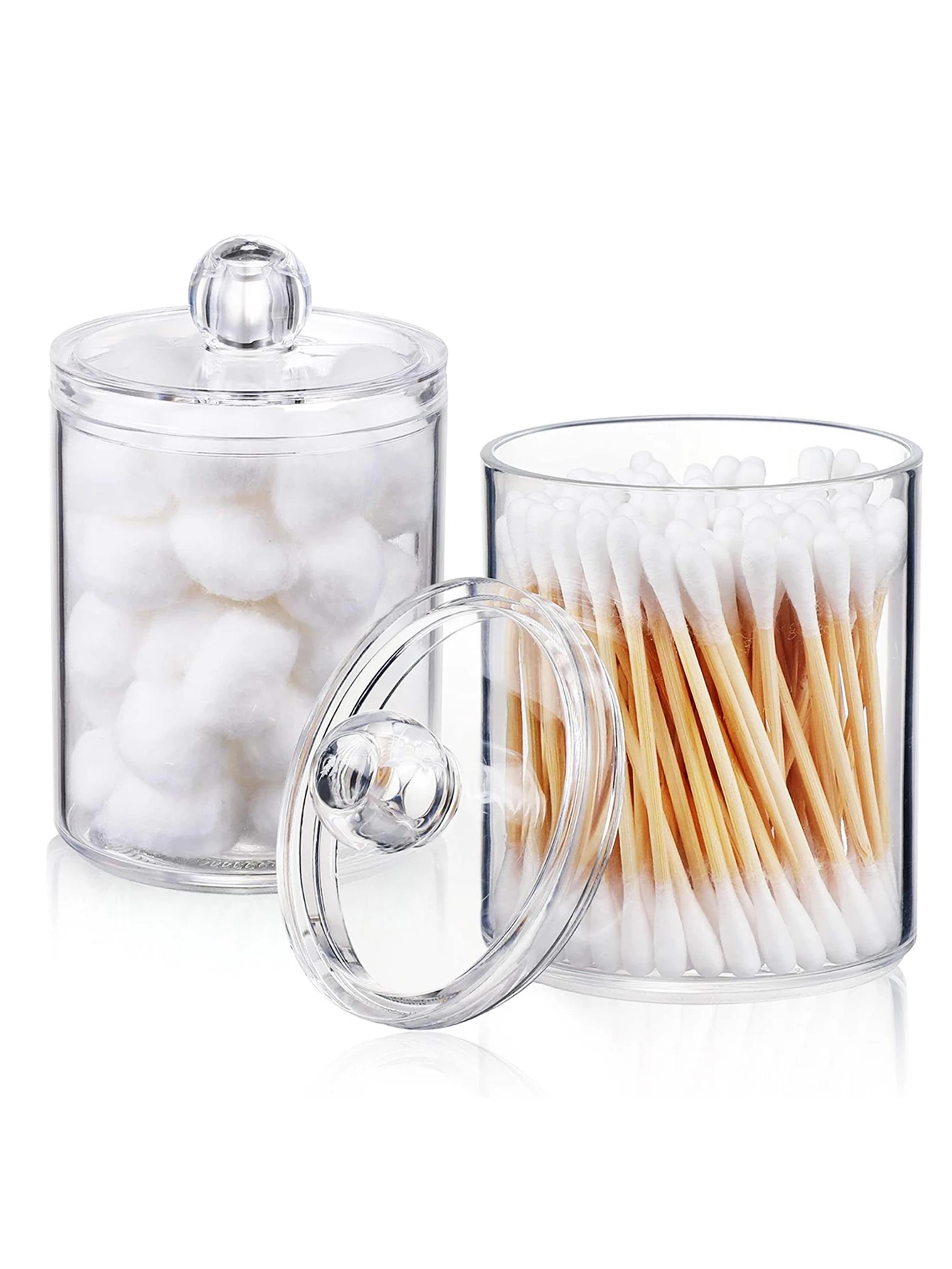 transparent plastic cotton swab box circular design with dust cover makeup organizer storage for jewelry and toothpicks