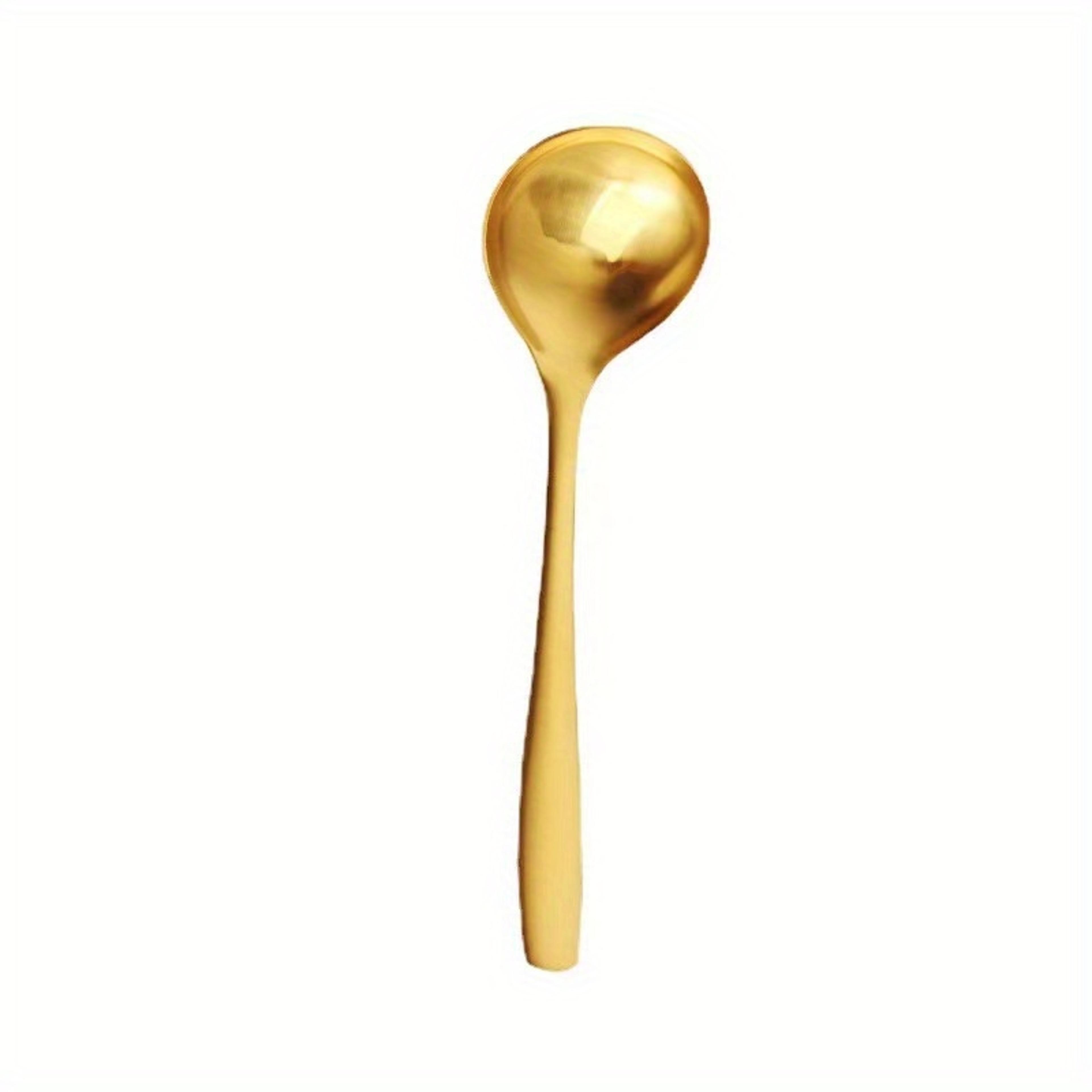 elegant golden stainless steel large spoons with long handles for soup hot pot porridge