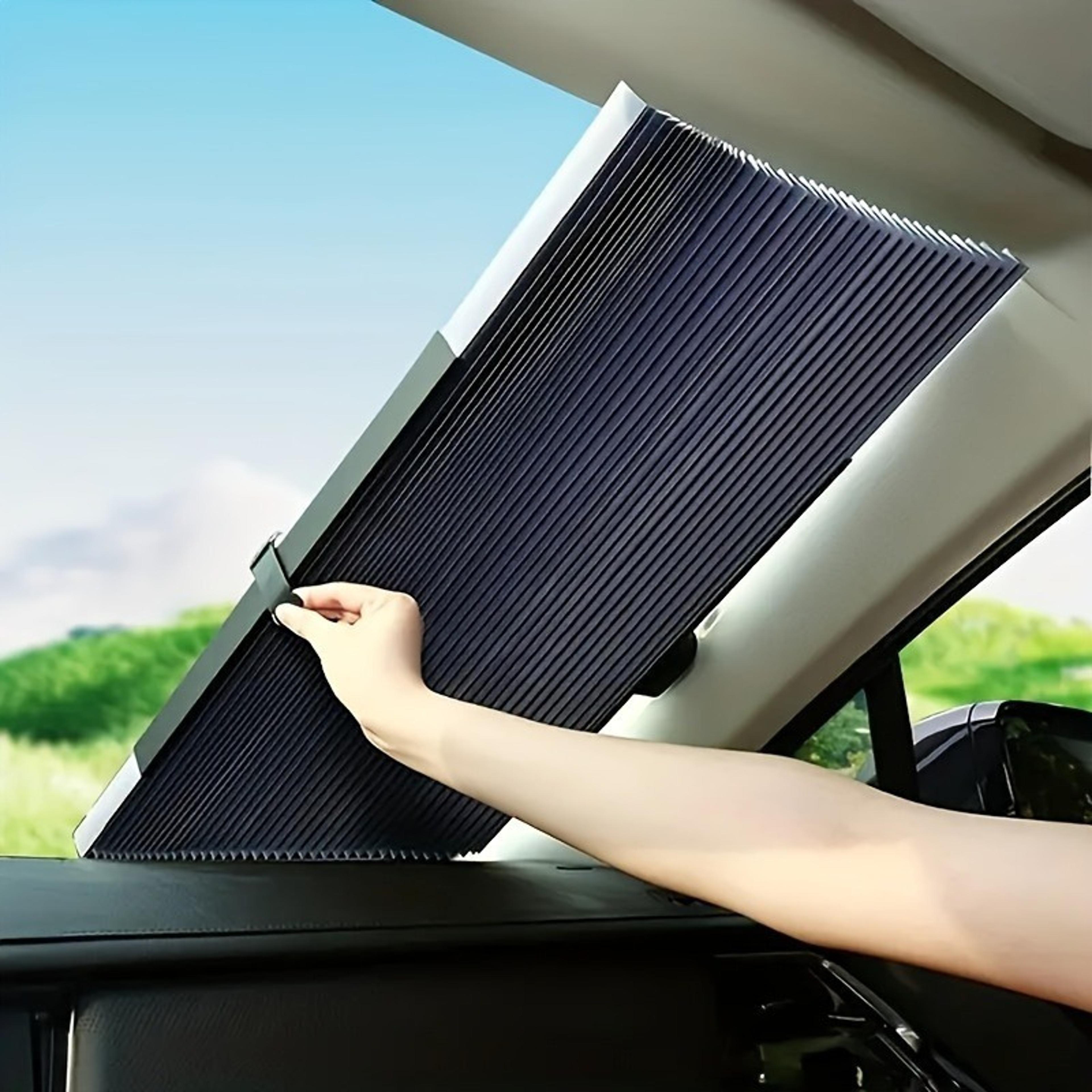 automatic retractable car sunshade easy install uv protection heat insulation adhesive curtain