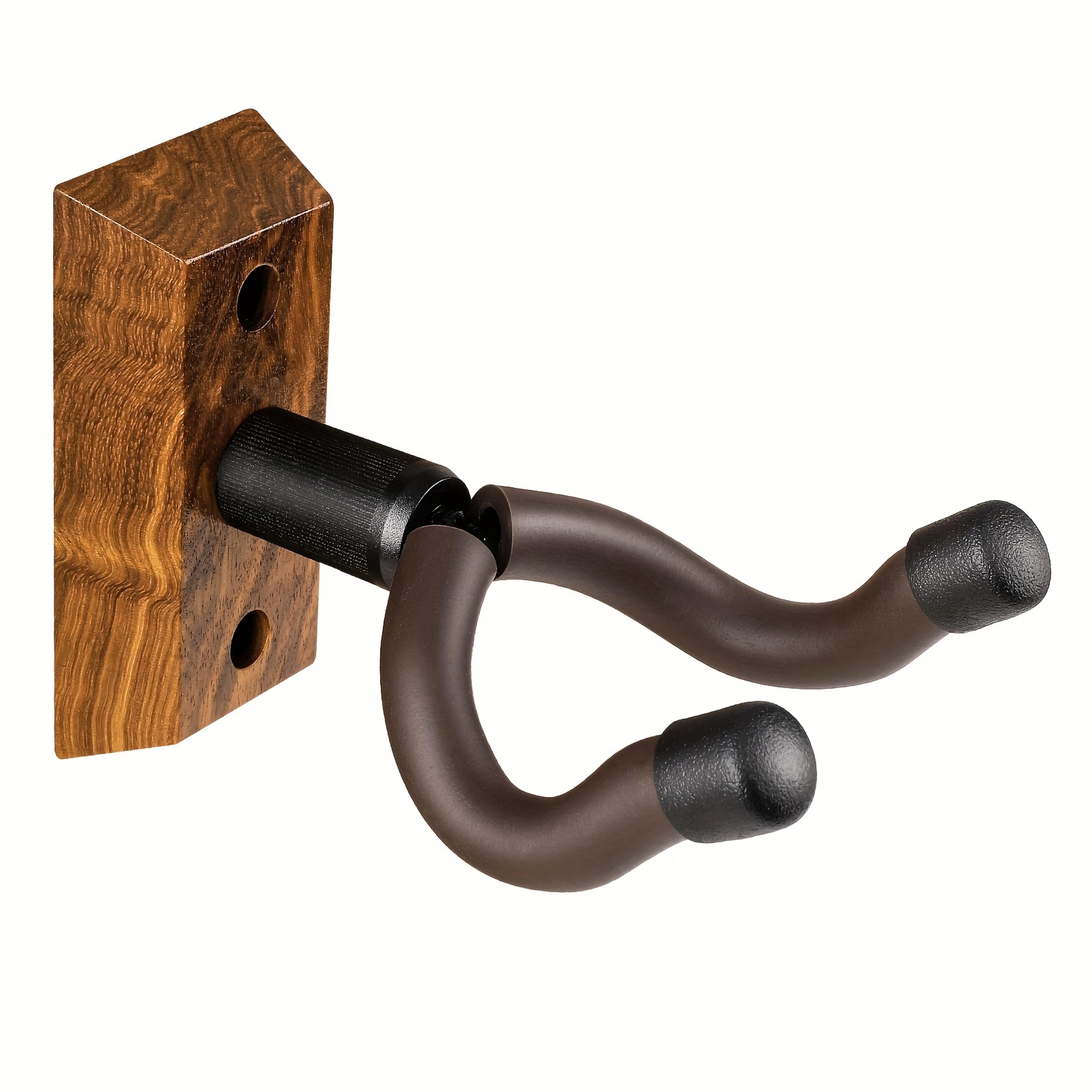 premium zebra wood guitar wall mount with rotating hooks – universal guitar hanger for all sizes