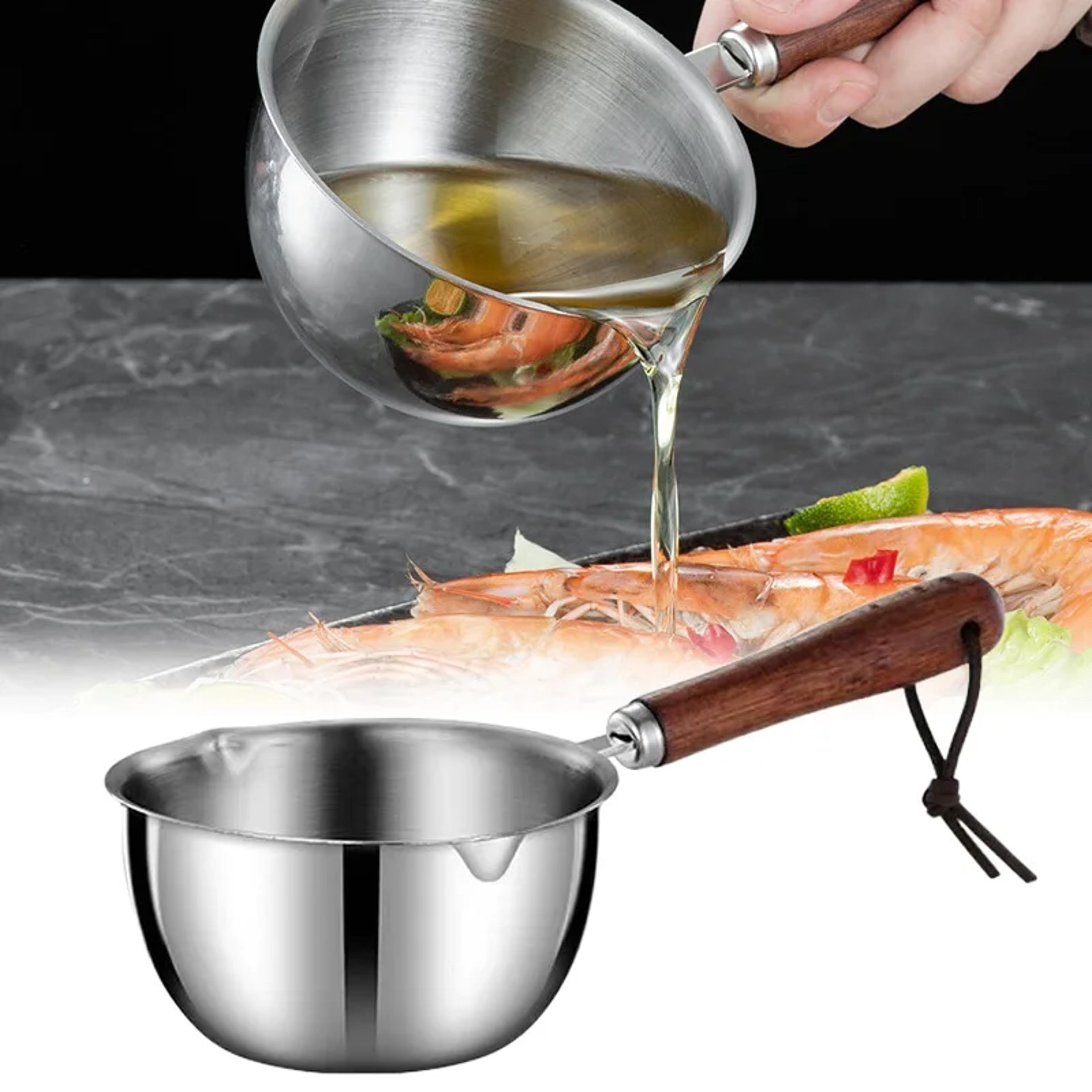 stainless steel milk pot for butter & hot sauce – versatile flat bottomed pan
