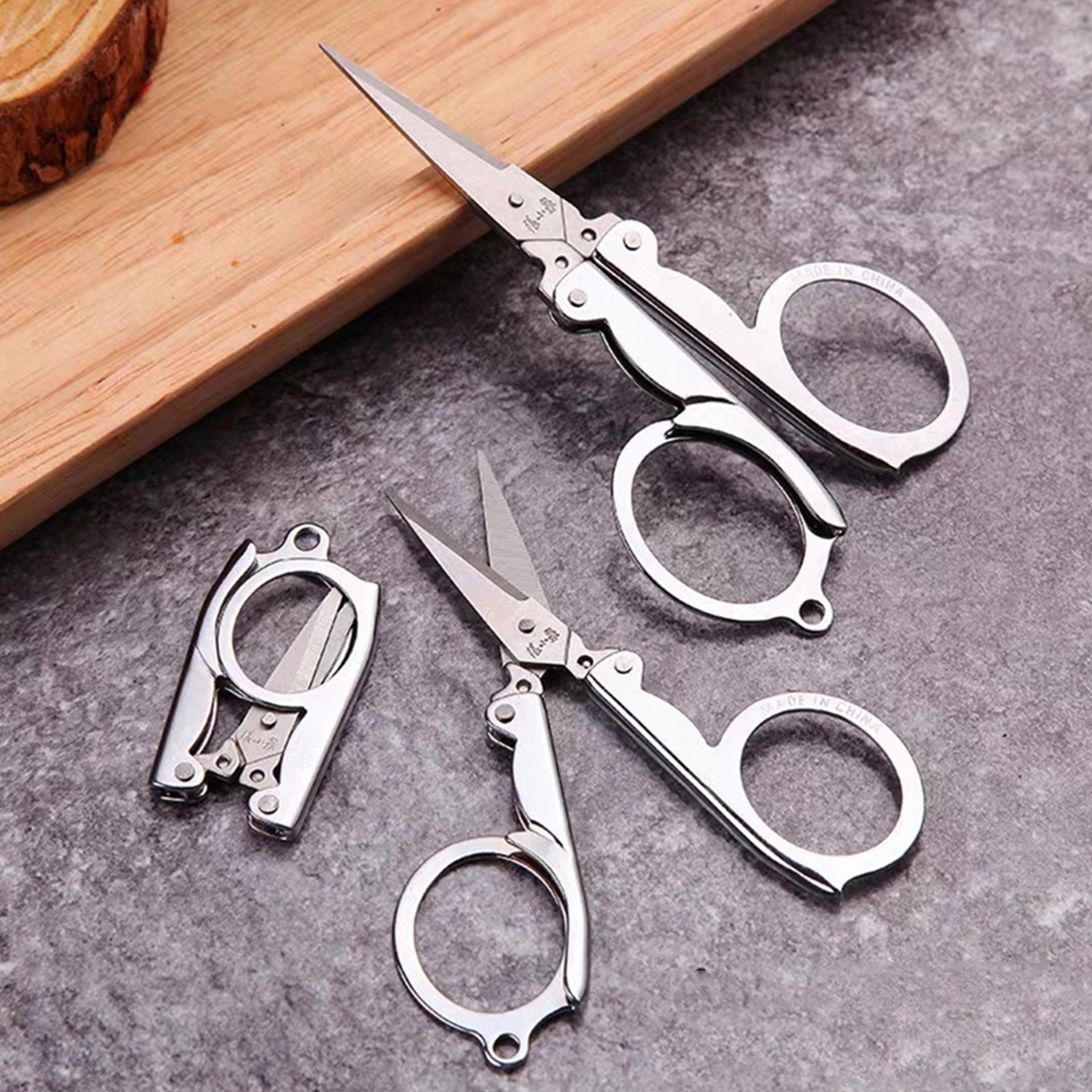 folding pocket scissors – multifunctional stainless steel mini scissors for household, thread cutting, and nail care