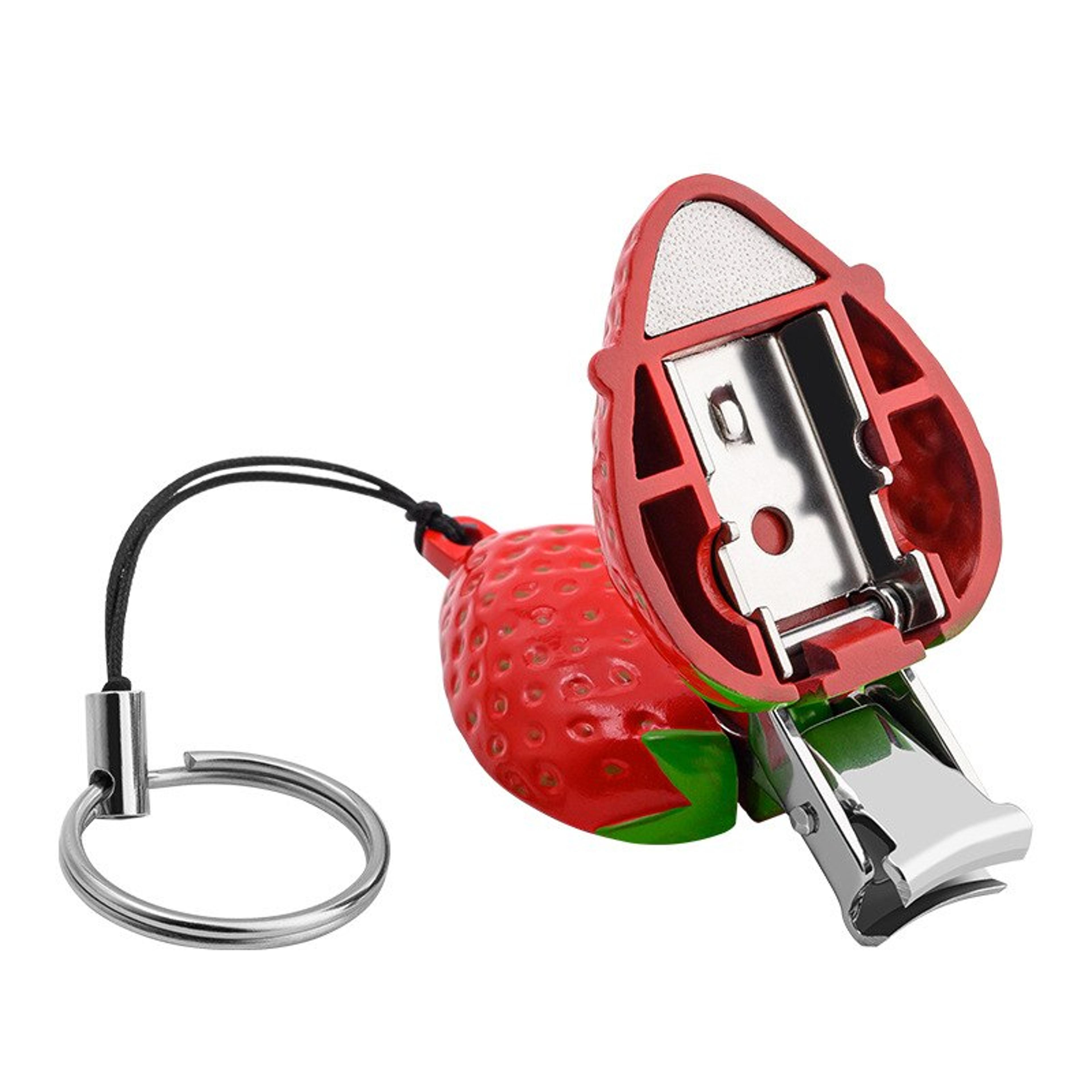 folding nail clippers with strawberry design - portable high-end manicure tool for everyday use