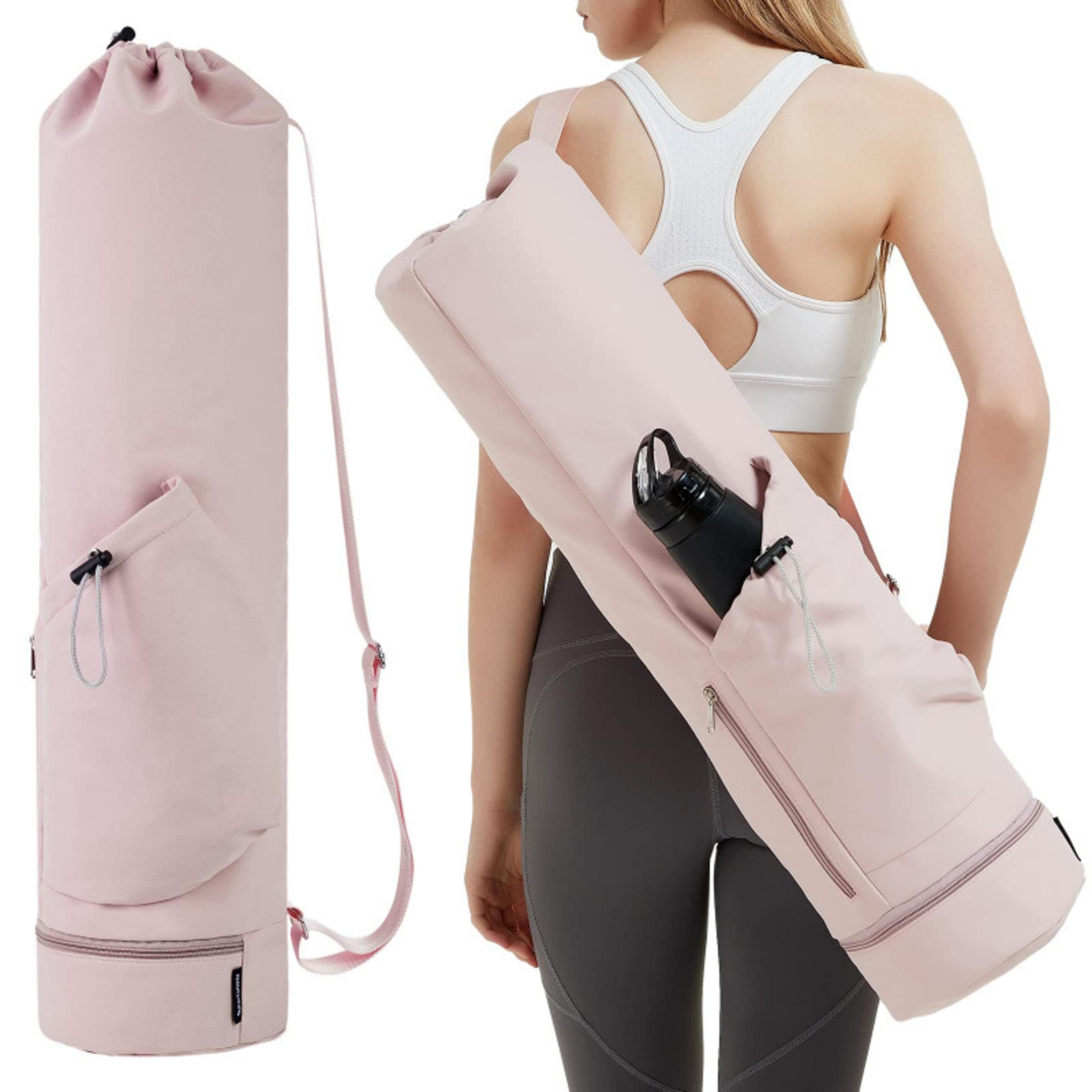 yoga mat bag with water bottle pocket & wet storage multi-functional carrier for gym, pilates & fitness