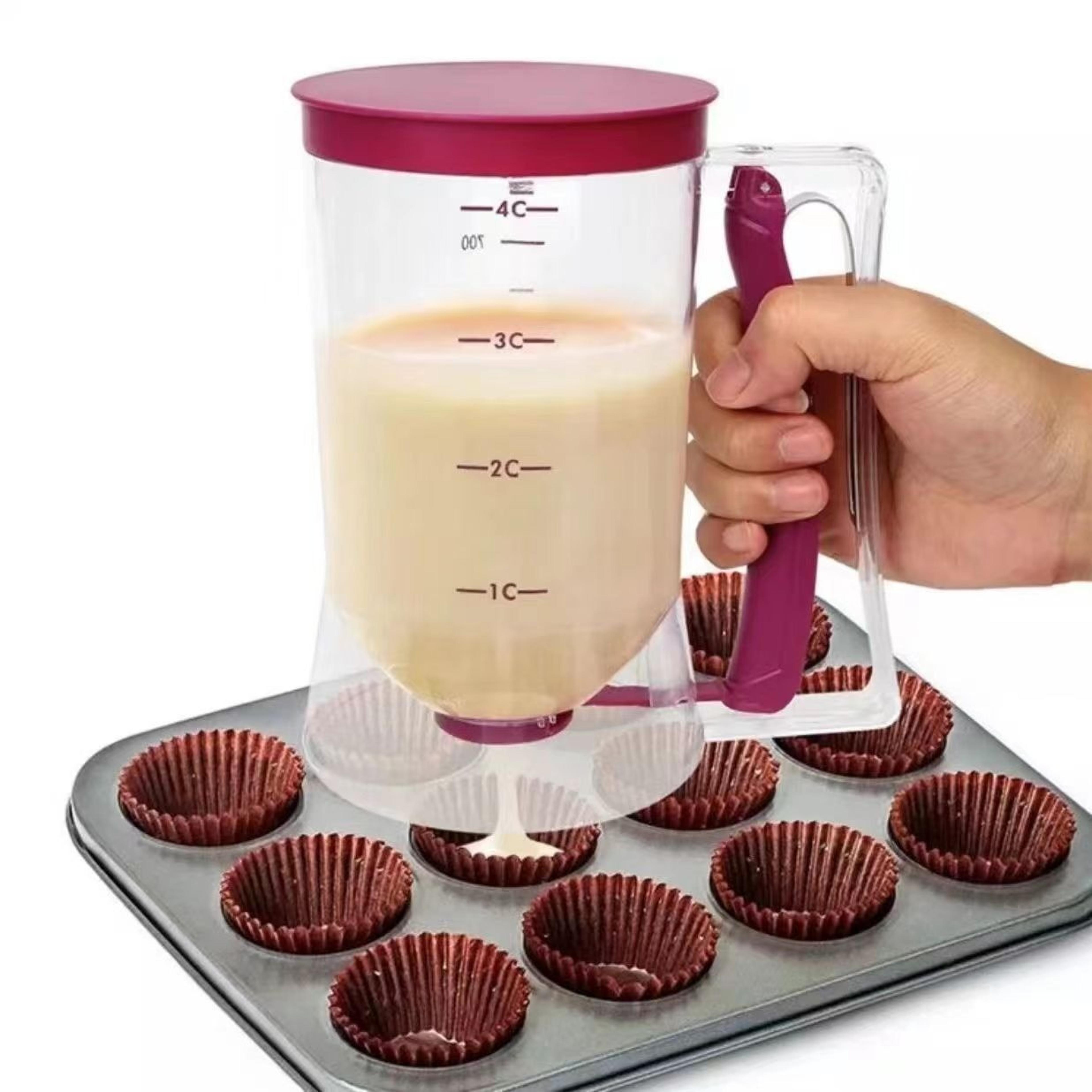 hand-held batter dispenser for pancakes, cupcakes & cakes graduated funnel pastry tool
