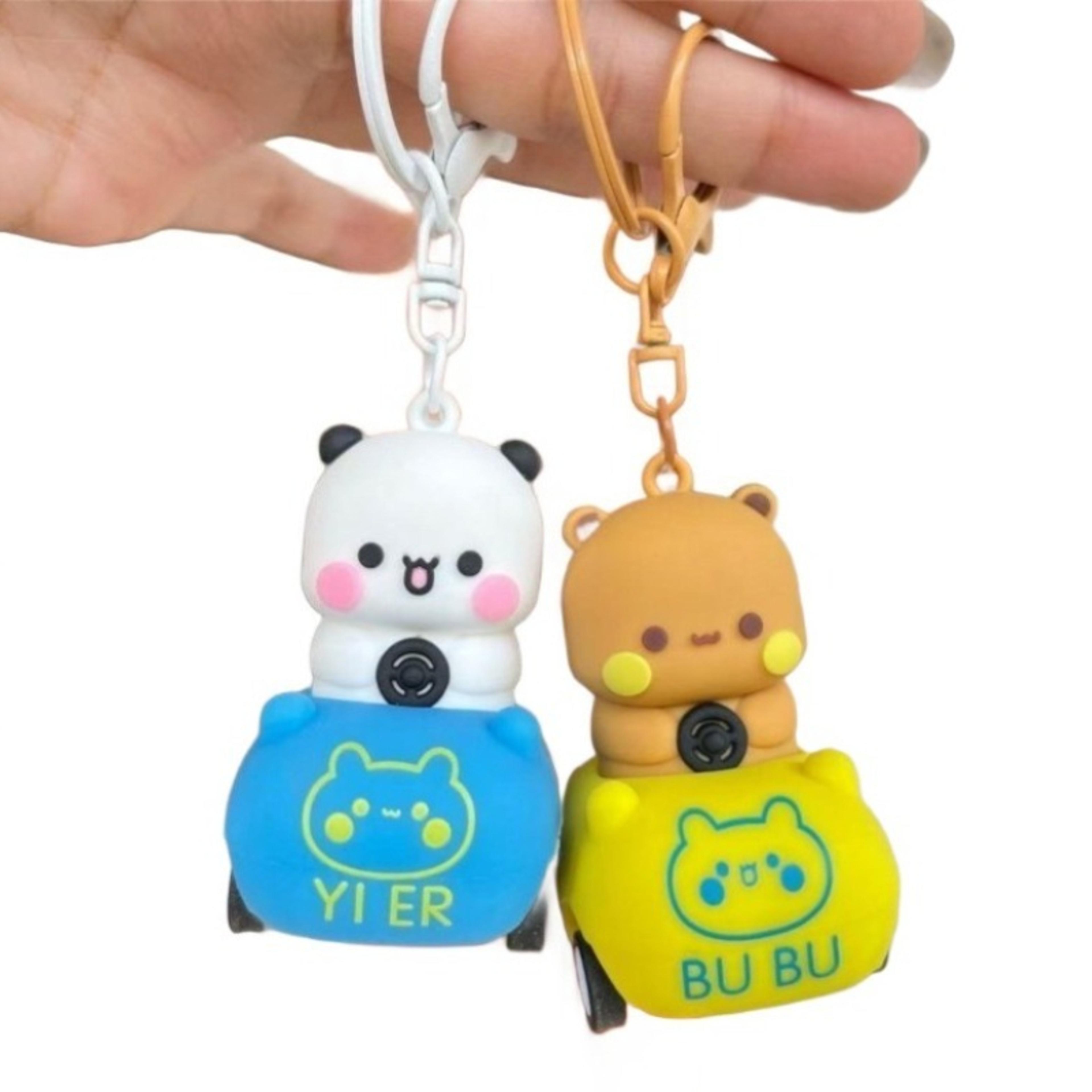 cute panda bubu and dudu keychain – adorable cartoon panda keychain for backpacks & bags