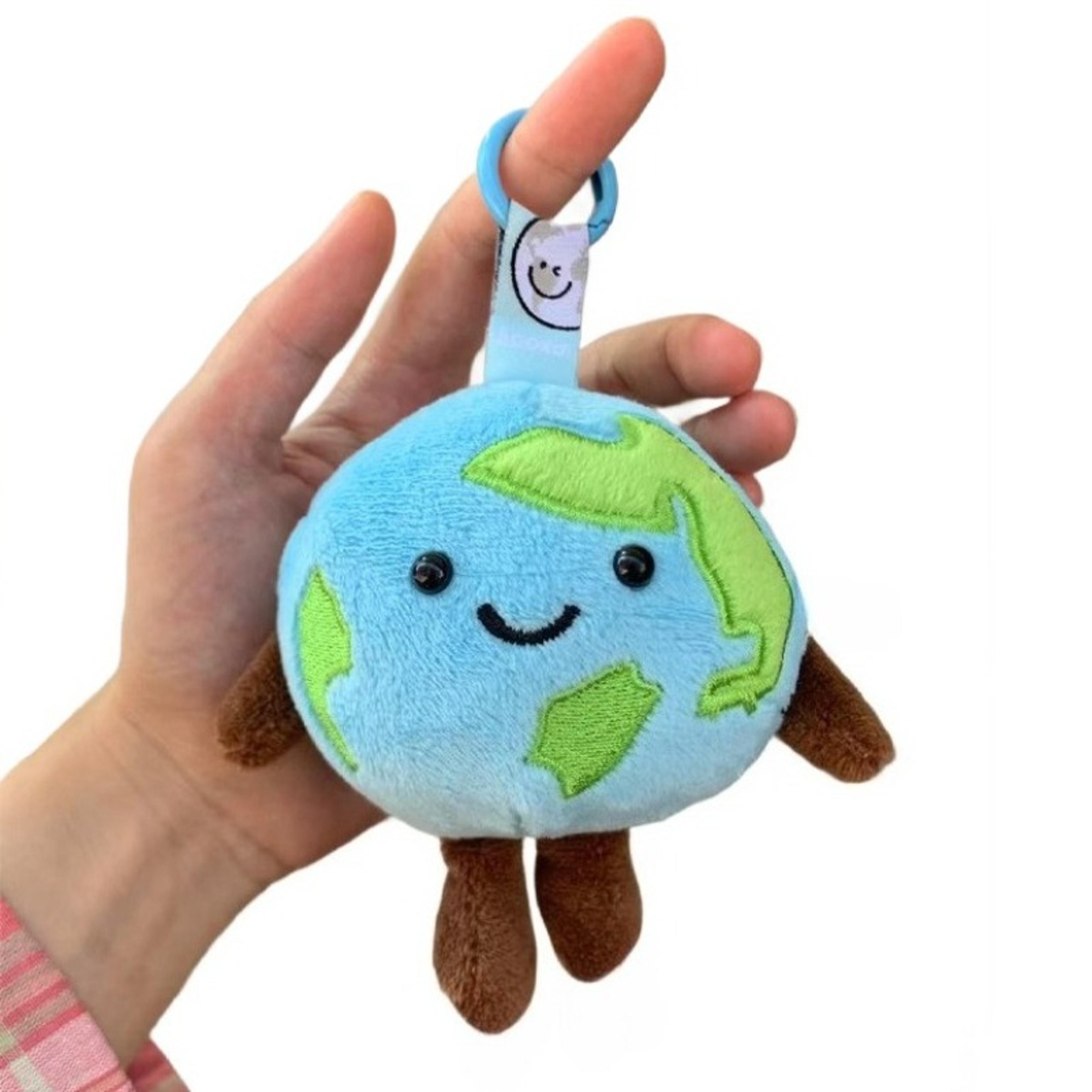 cute cartoon earth keychain plushie soft earth doll for backpack decoration