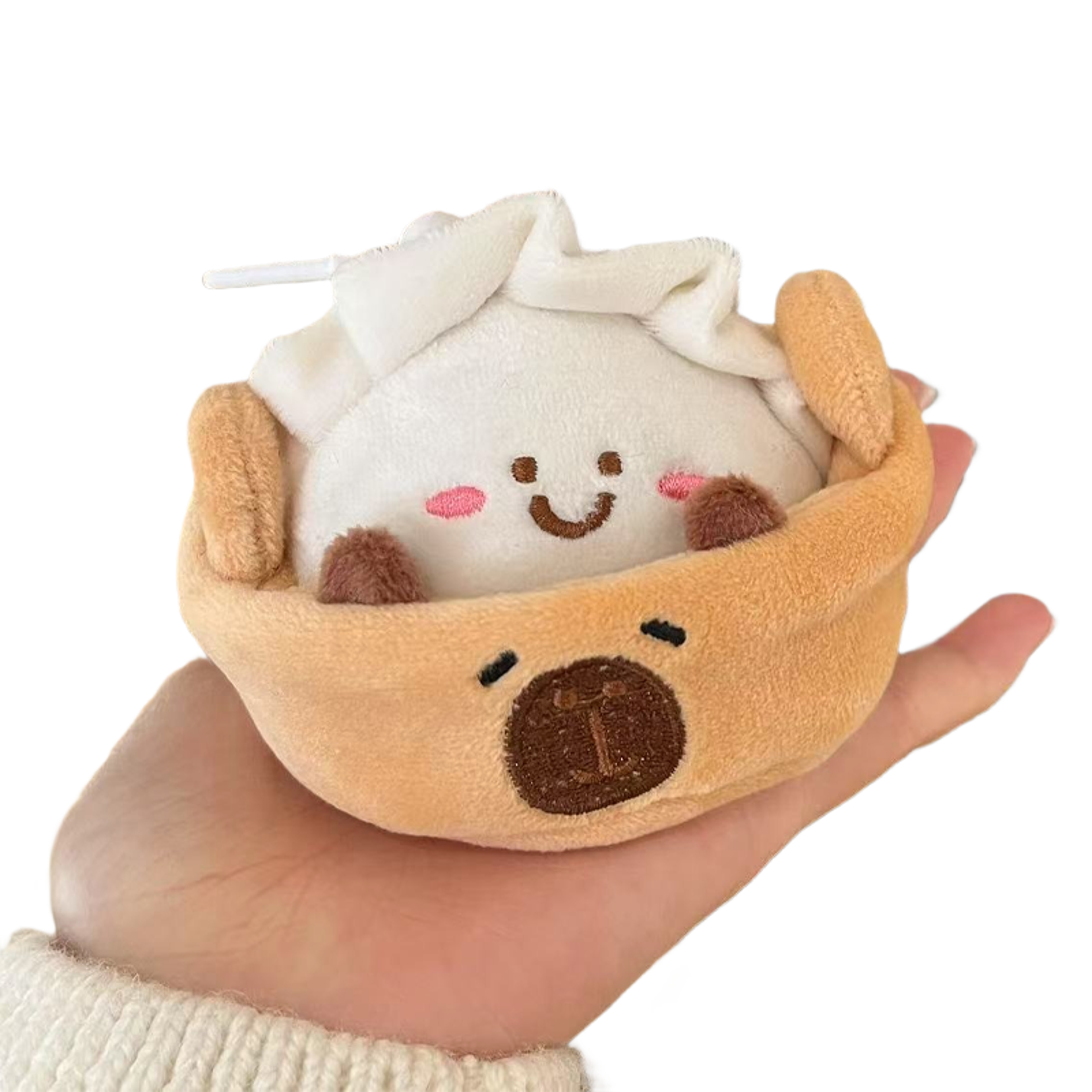 cute capybara dumpling plush keychain bean eye pendant for bags, gifts, and decor
