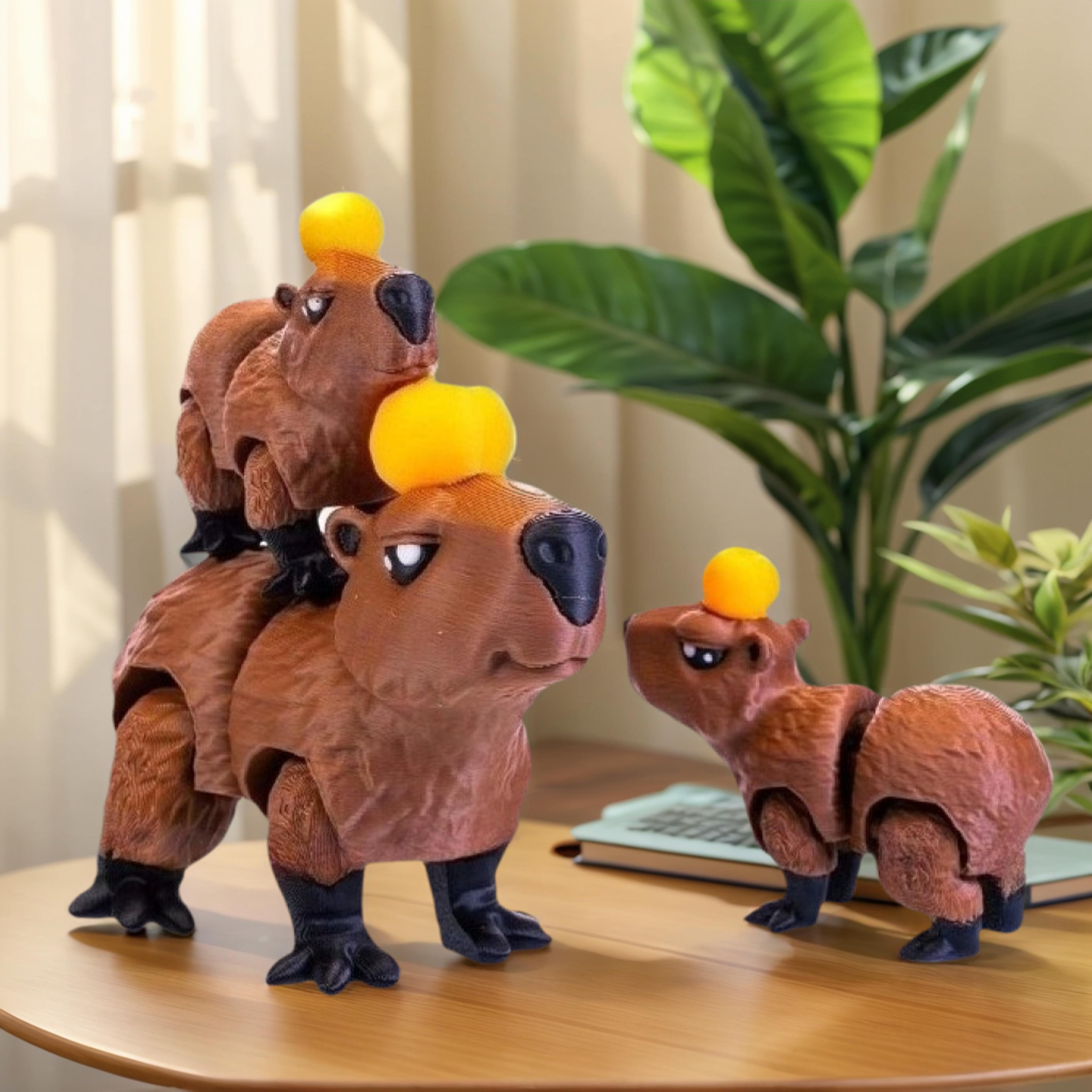 movable printed capybara figurine capybara action figure for home decor, perfect christmas gift