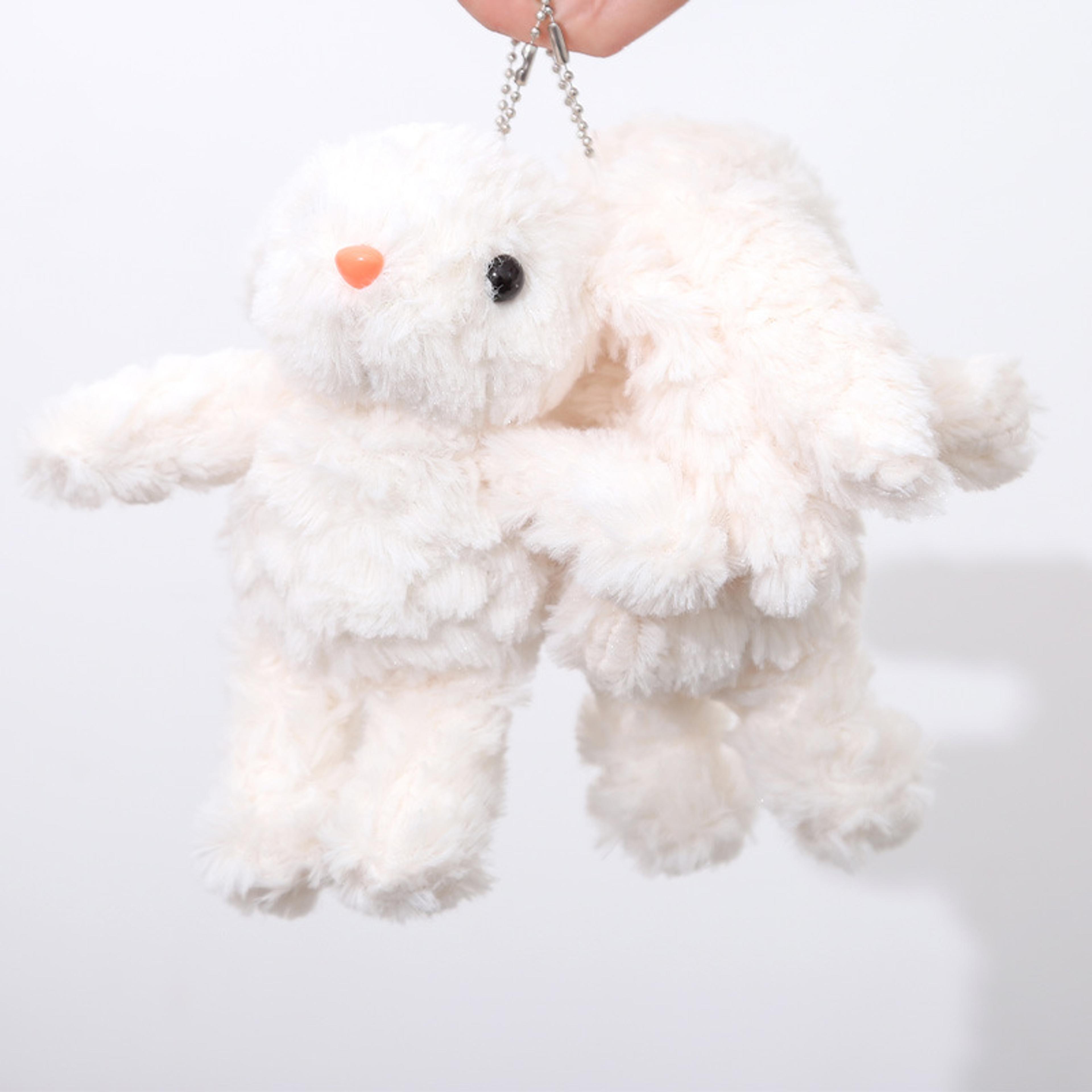 cute hanging ear bunny plush keychain adorable long eared rabbit plushie doll, perfect for womens gifts and car key.