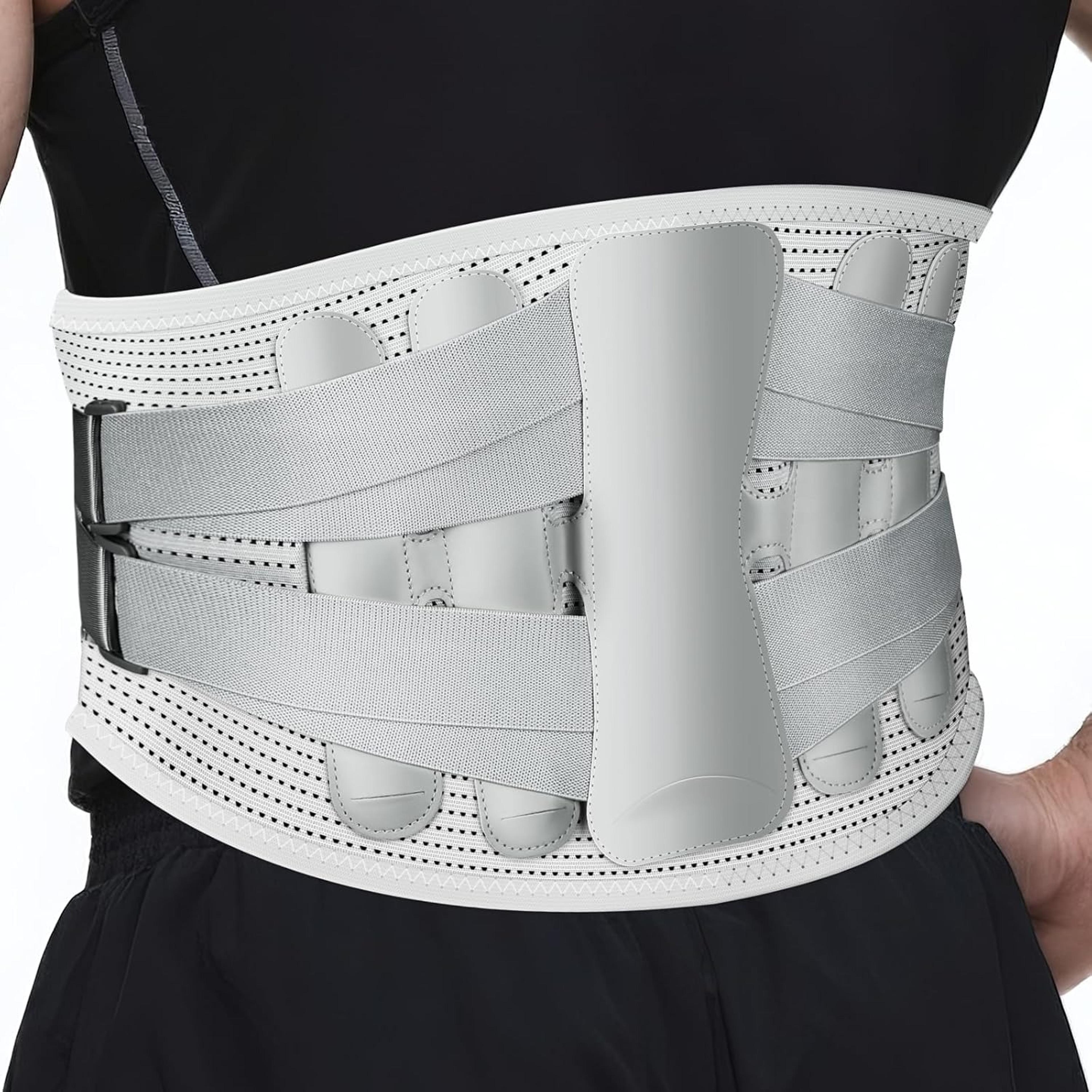 back brace for lower back pain steel support with adjustable compression, lumbar support belt for men & women.